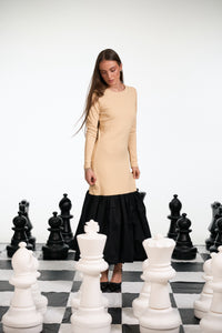 Sofia Ribbed Dress - BEIGE