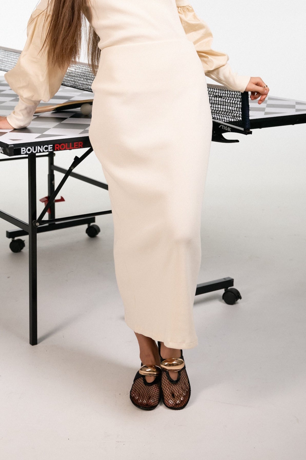 Ribbed Whisper Skirt - Cream