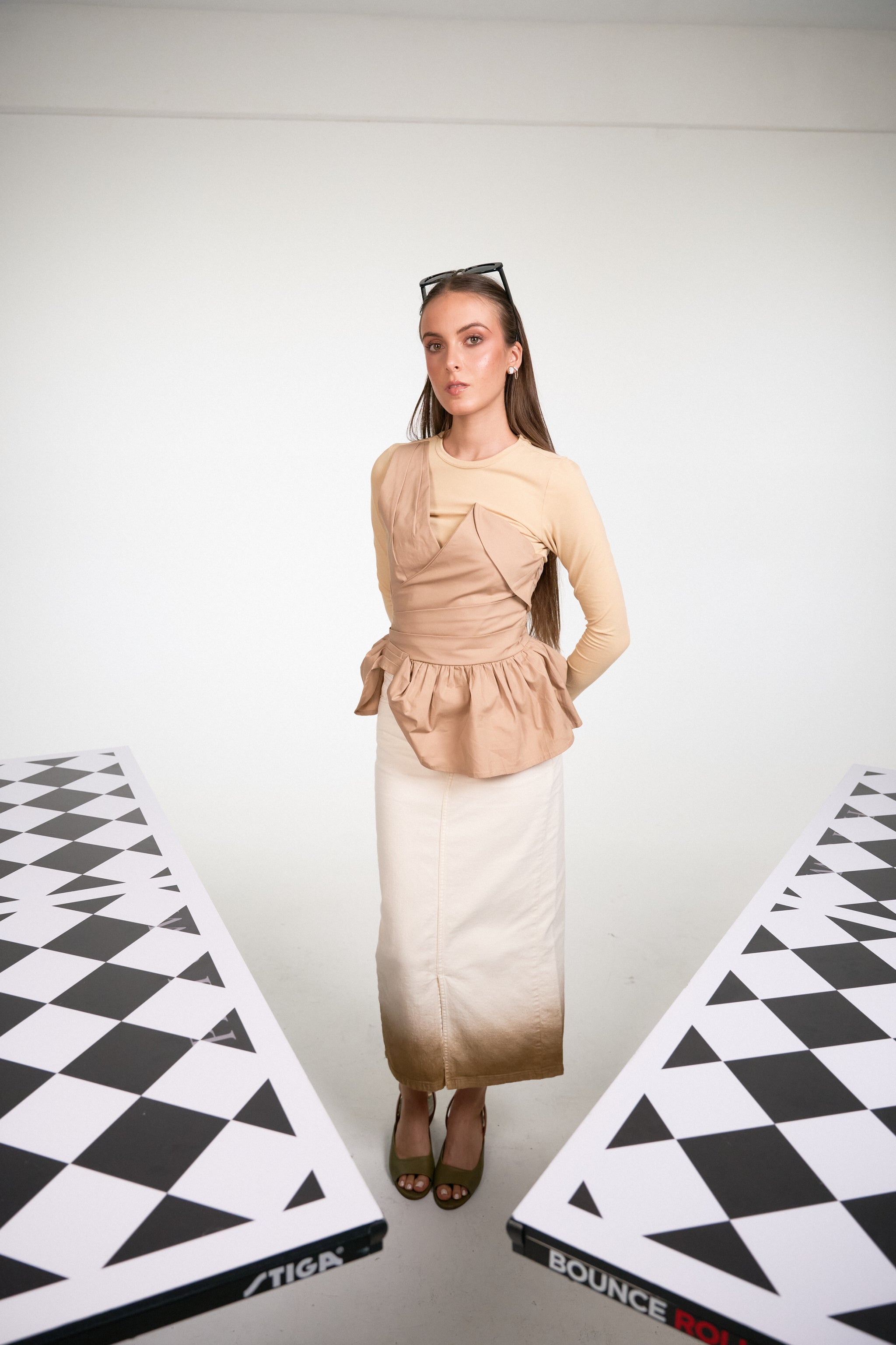 Ombre White Coffee Skirt