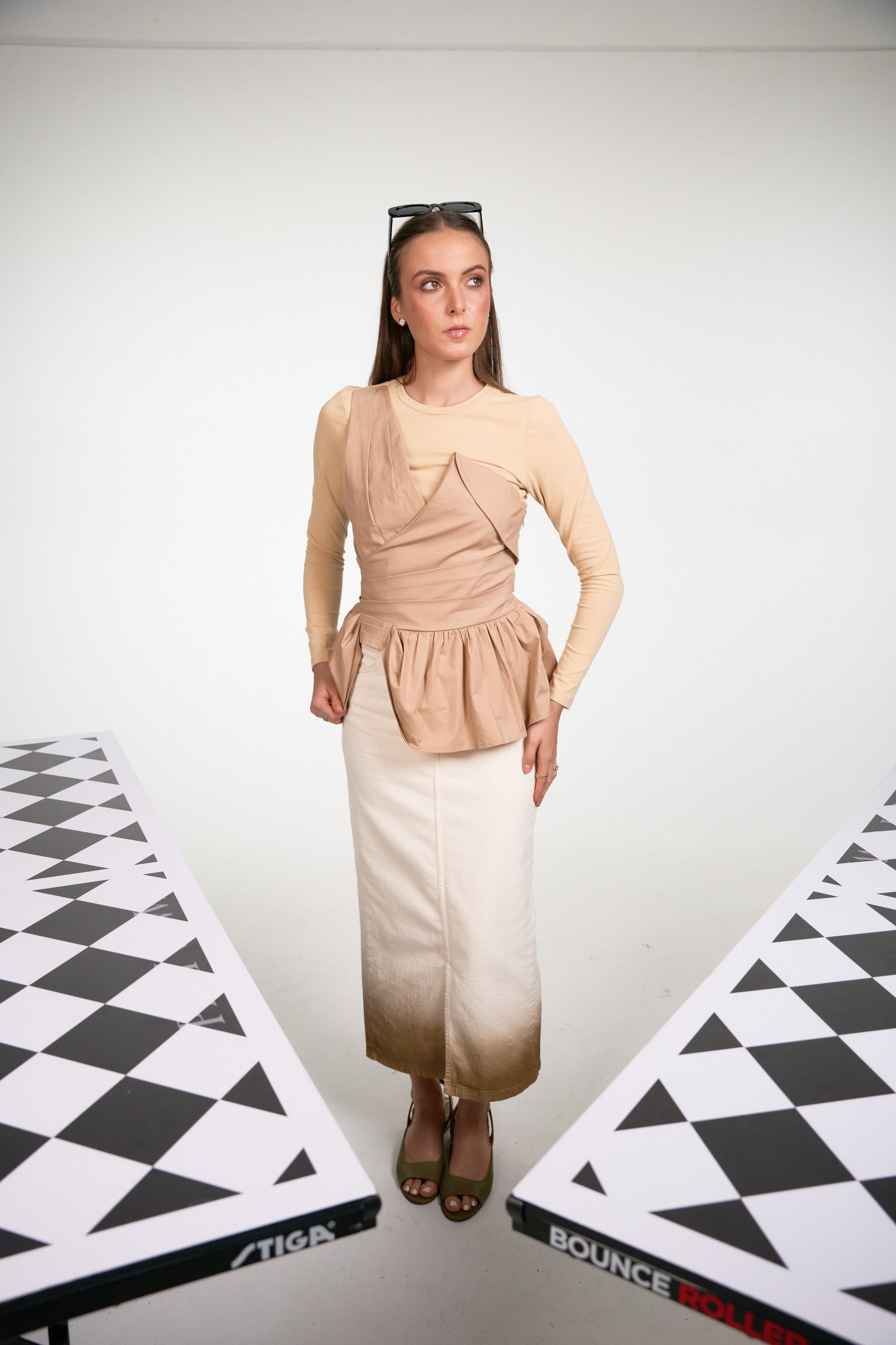 Ombre White Coffee Skirt