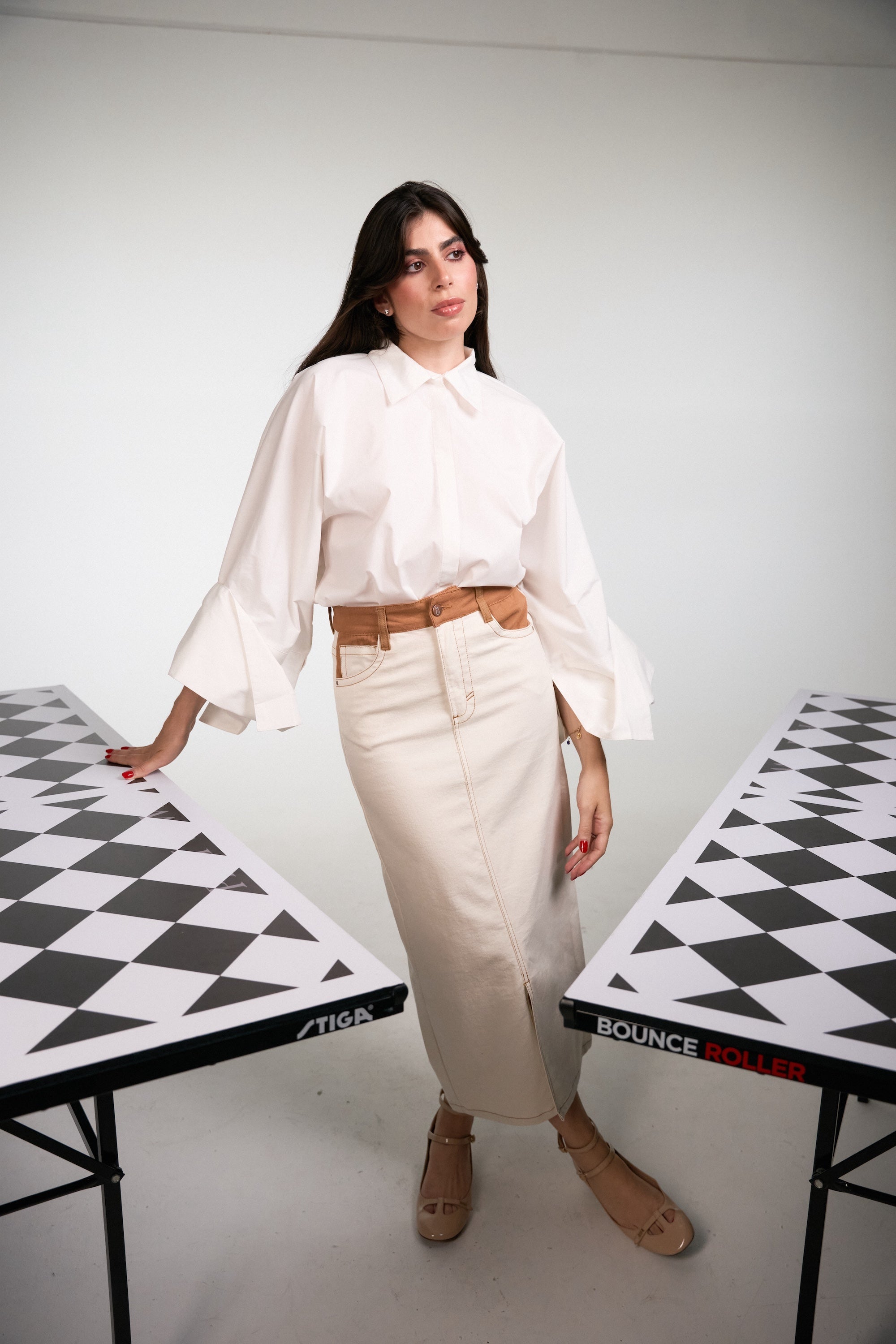 Eras White Coffee Denim Skirt