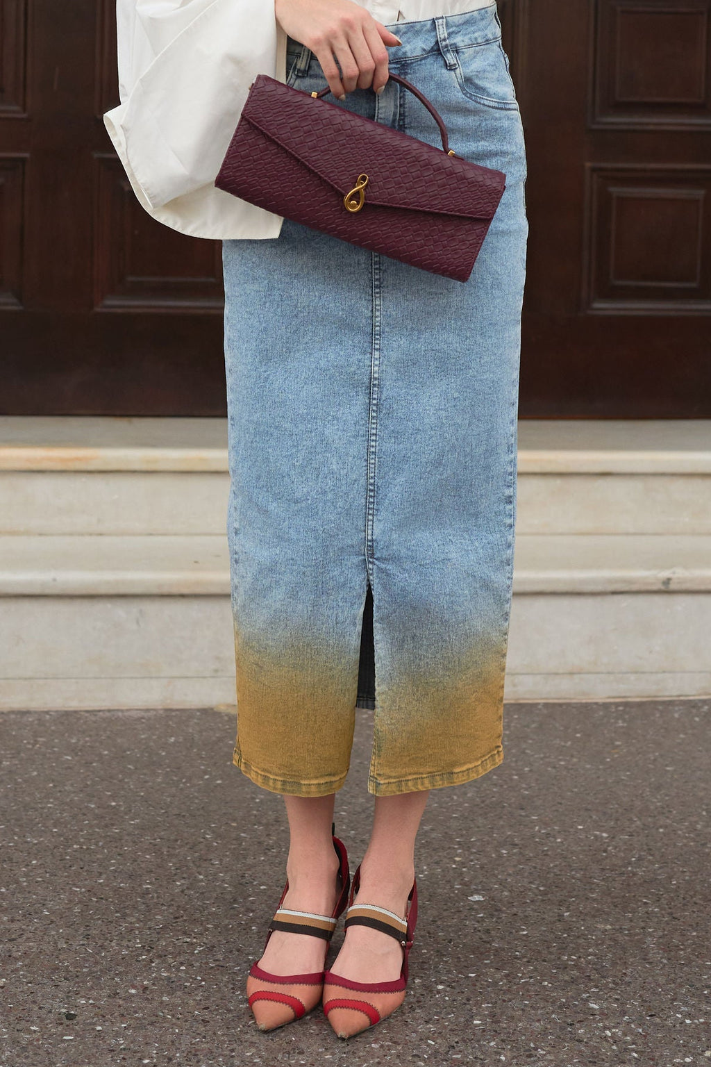 Ombre Sunset Denim Skirt