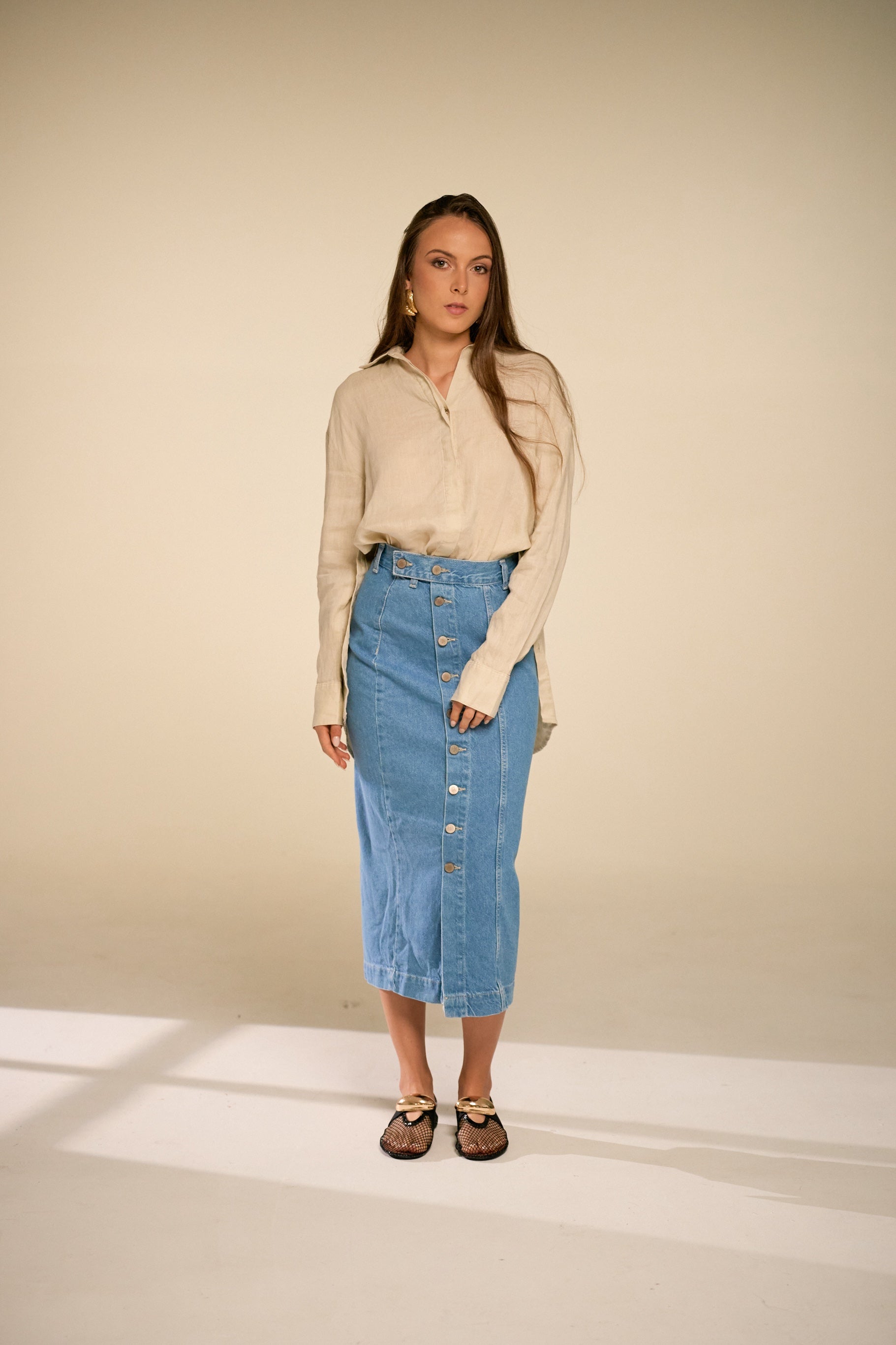 Marisa Button Down Denim BLUE