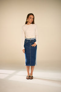Leslie Double Denim Skirt