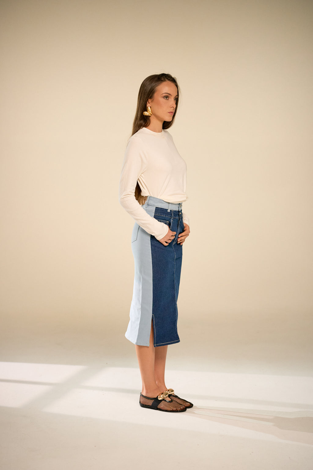 Leslie Double Denim Skirt