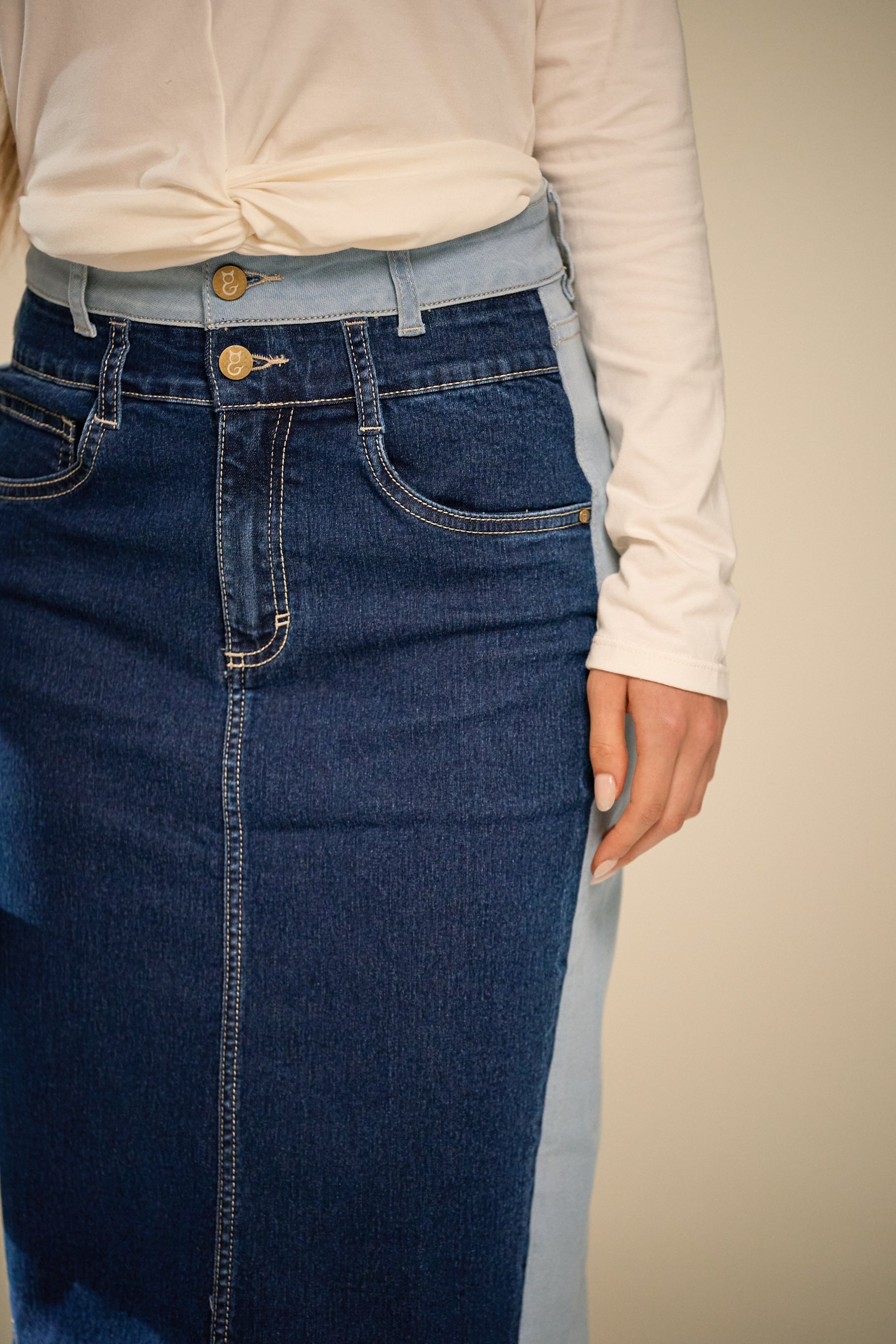 Leslie Double Denim Skirt
