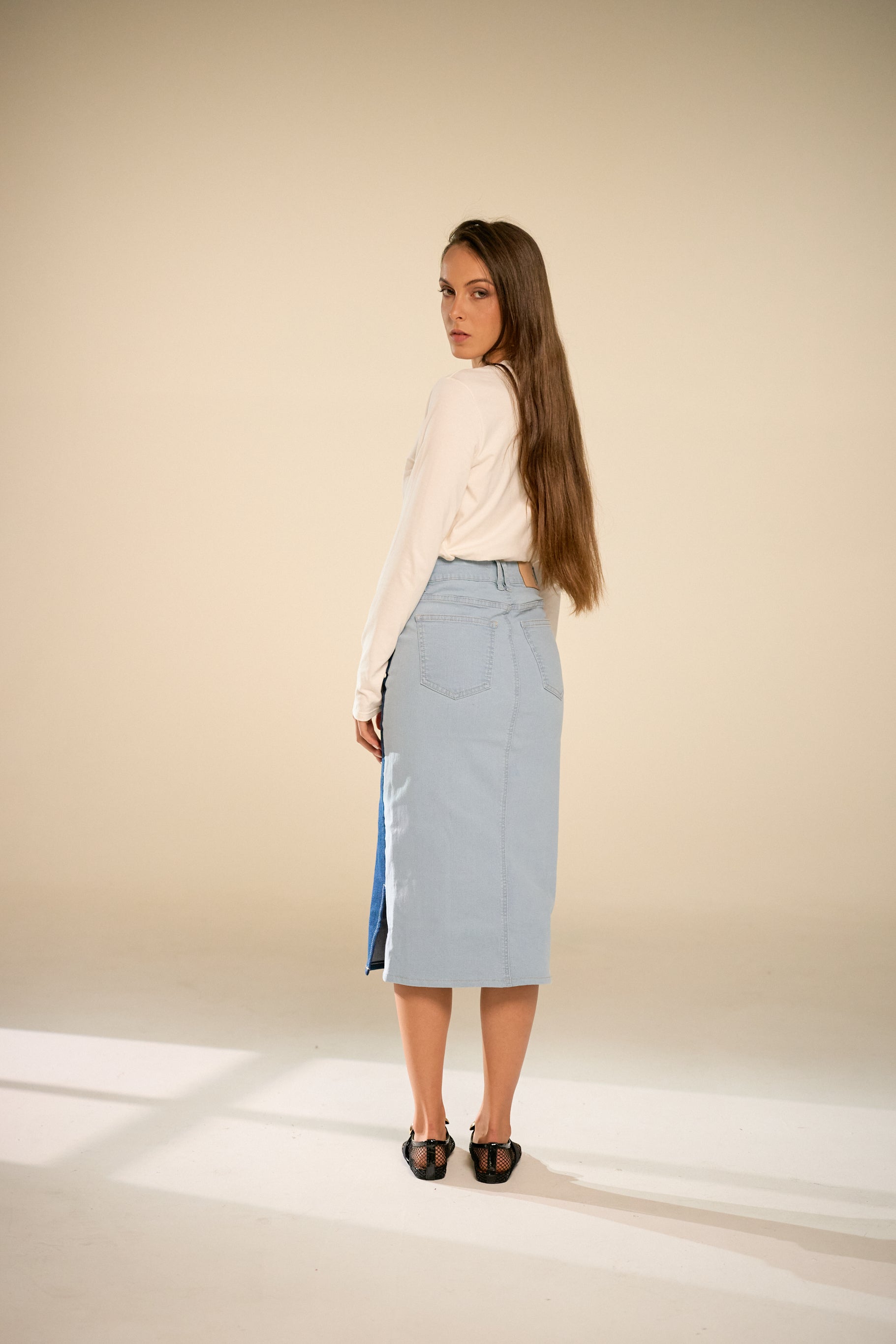 Leslie Double Denim Skirt