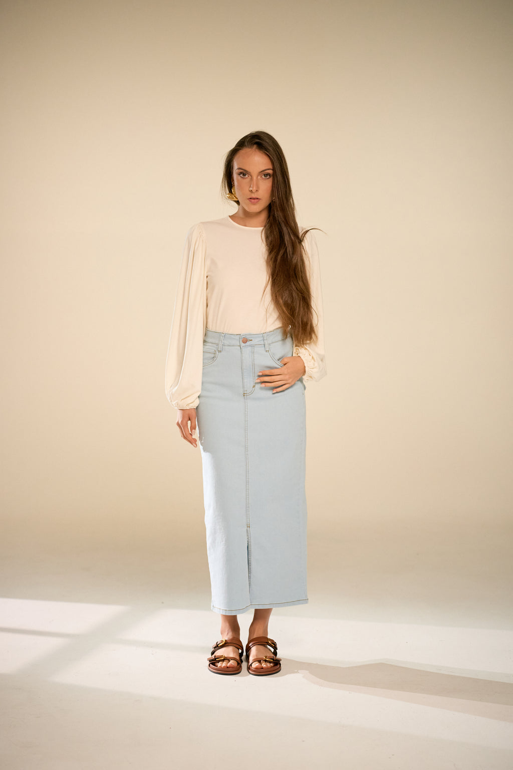 Concha Ice Denim Skirt