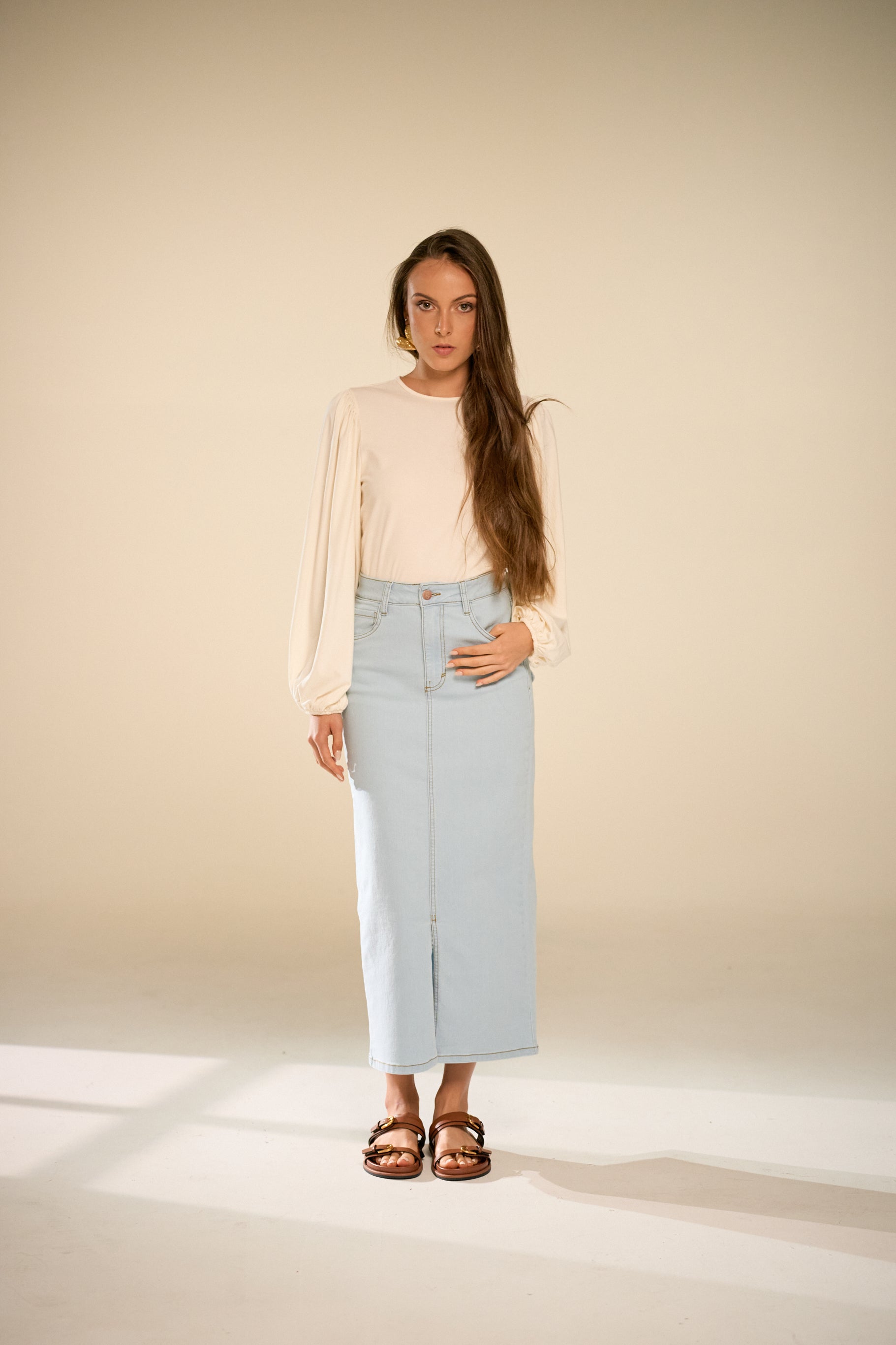 Concha Ice Denim Skirt