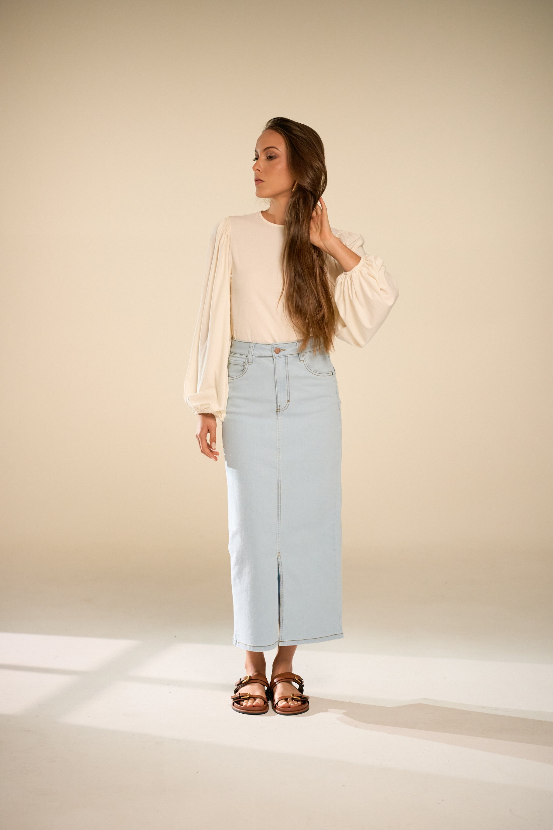 Concha Ice Denim Skirt