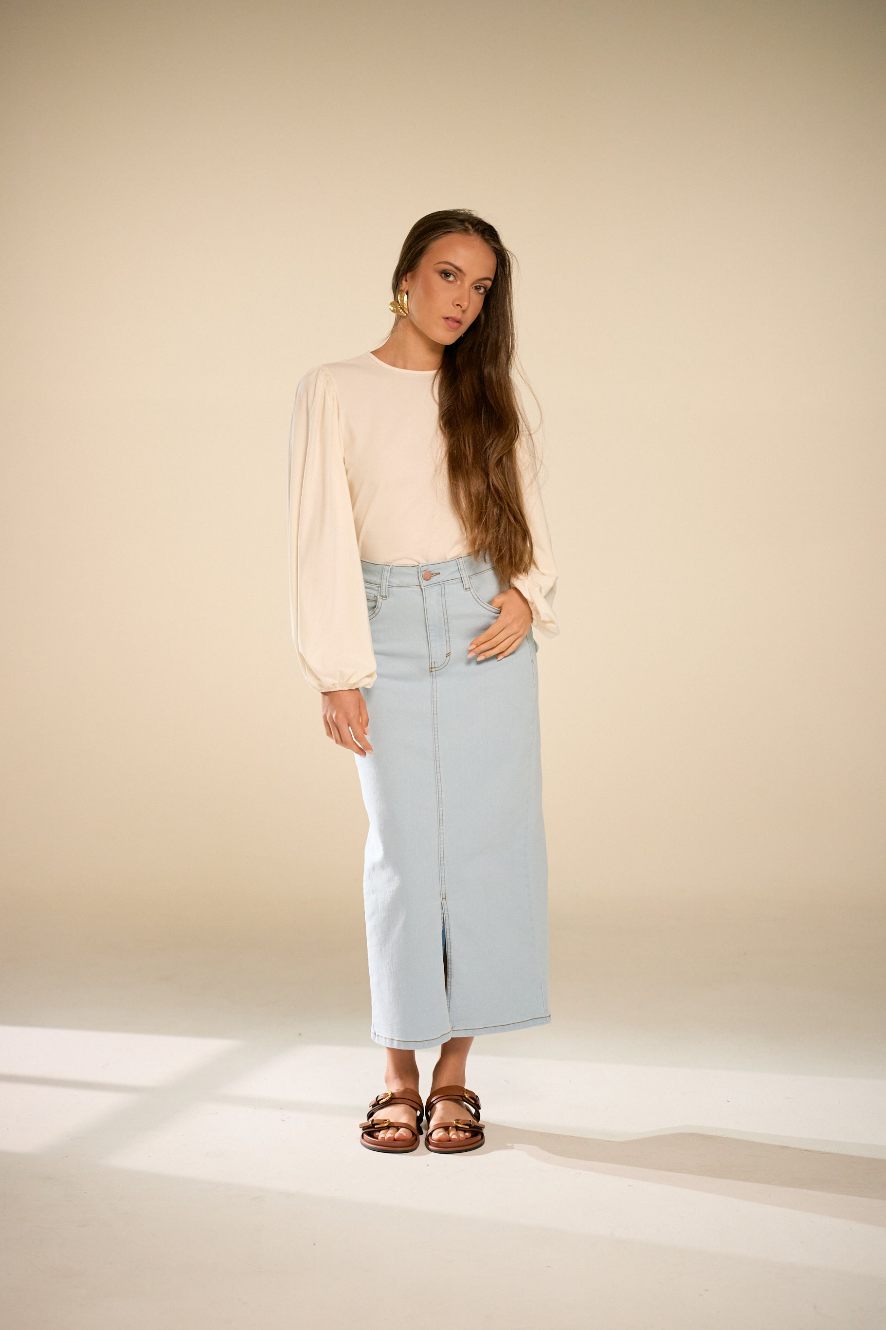 Concha Ice Denim Skirt