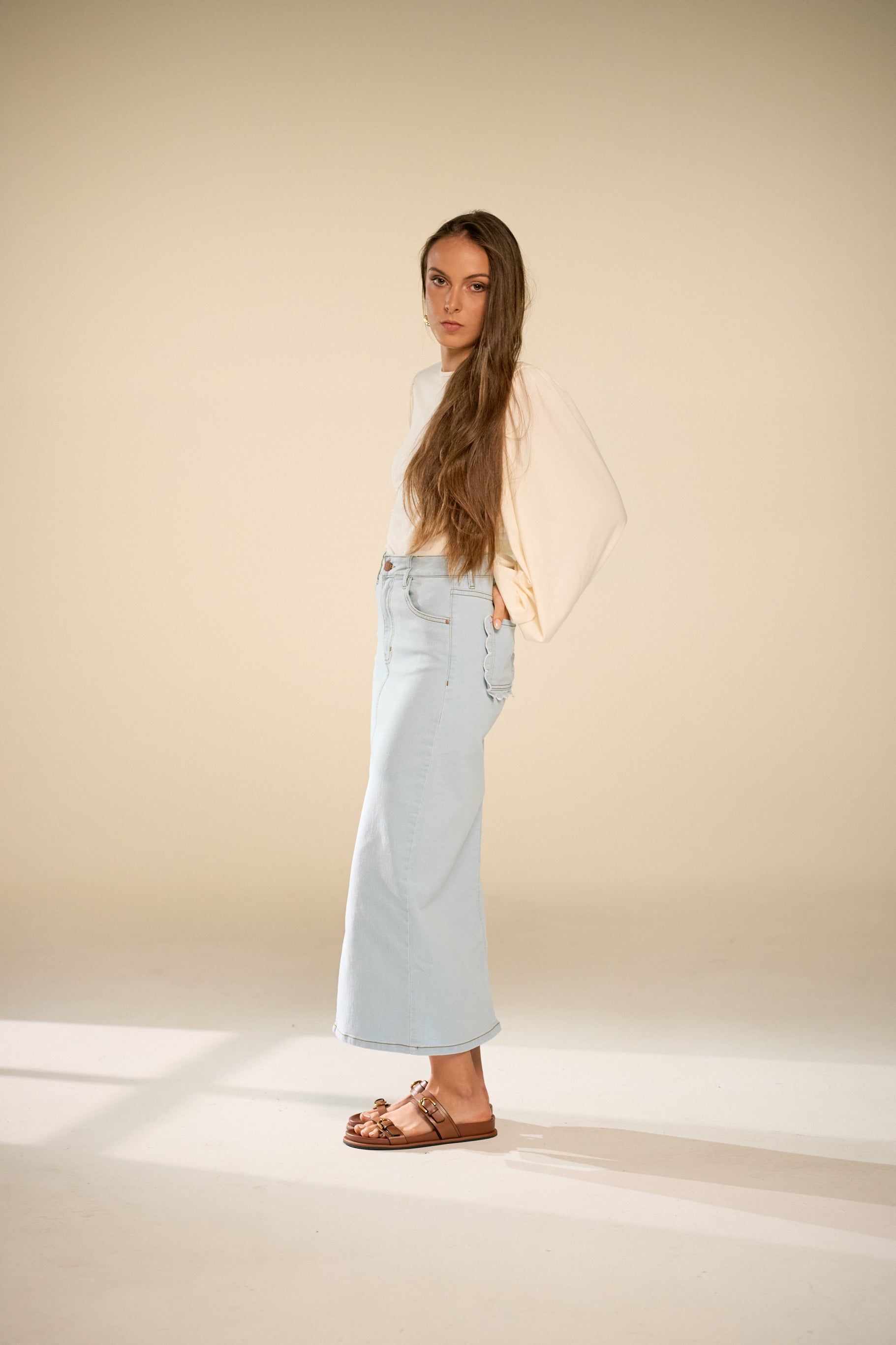 Concha Ice Denim Skirt