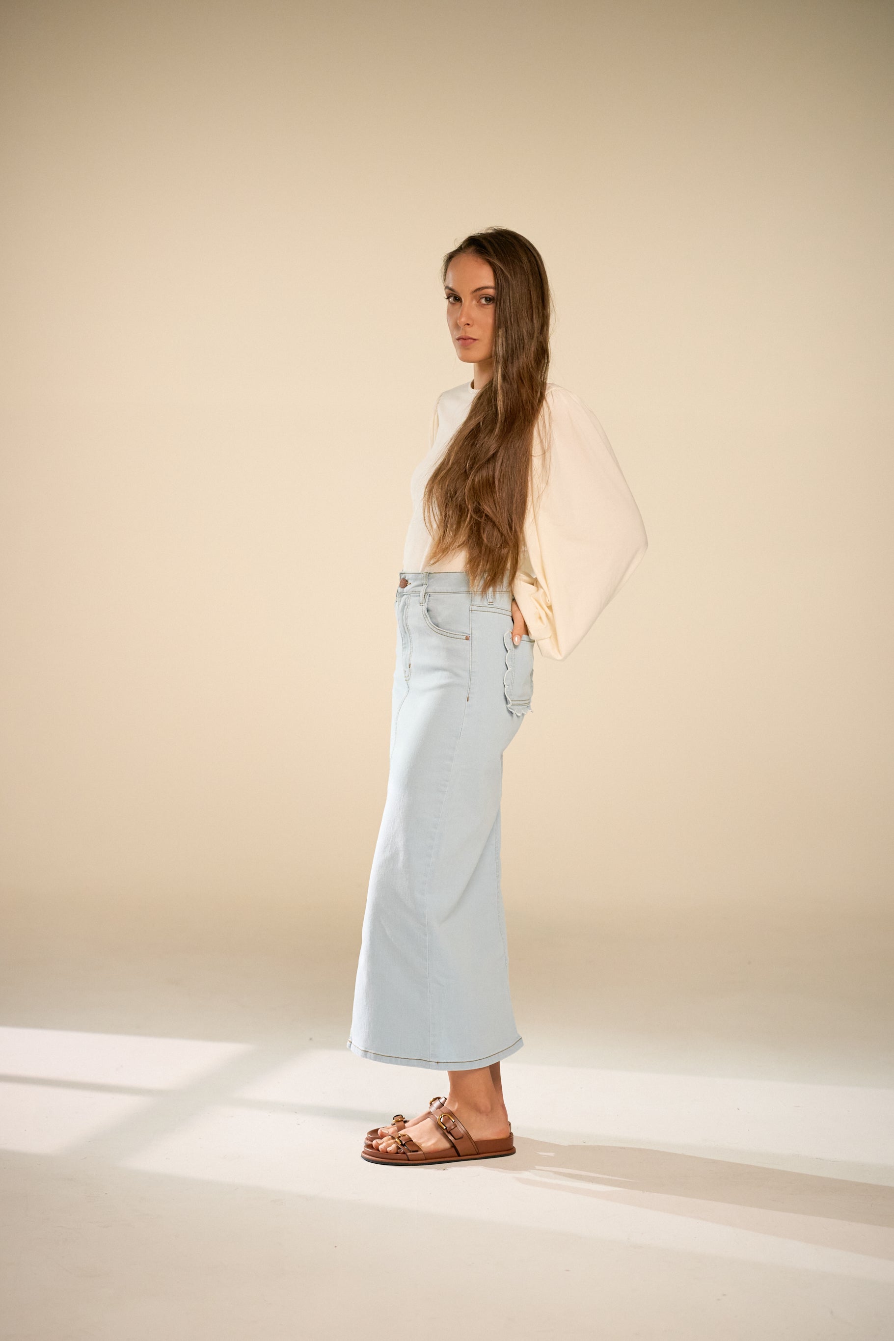 Concha Ice Denim Skirt