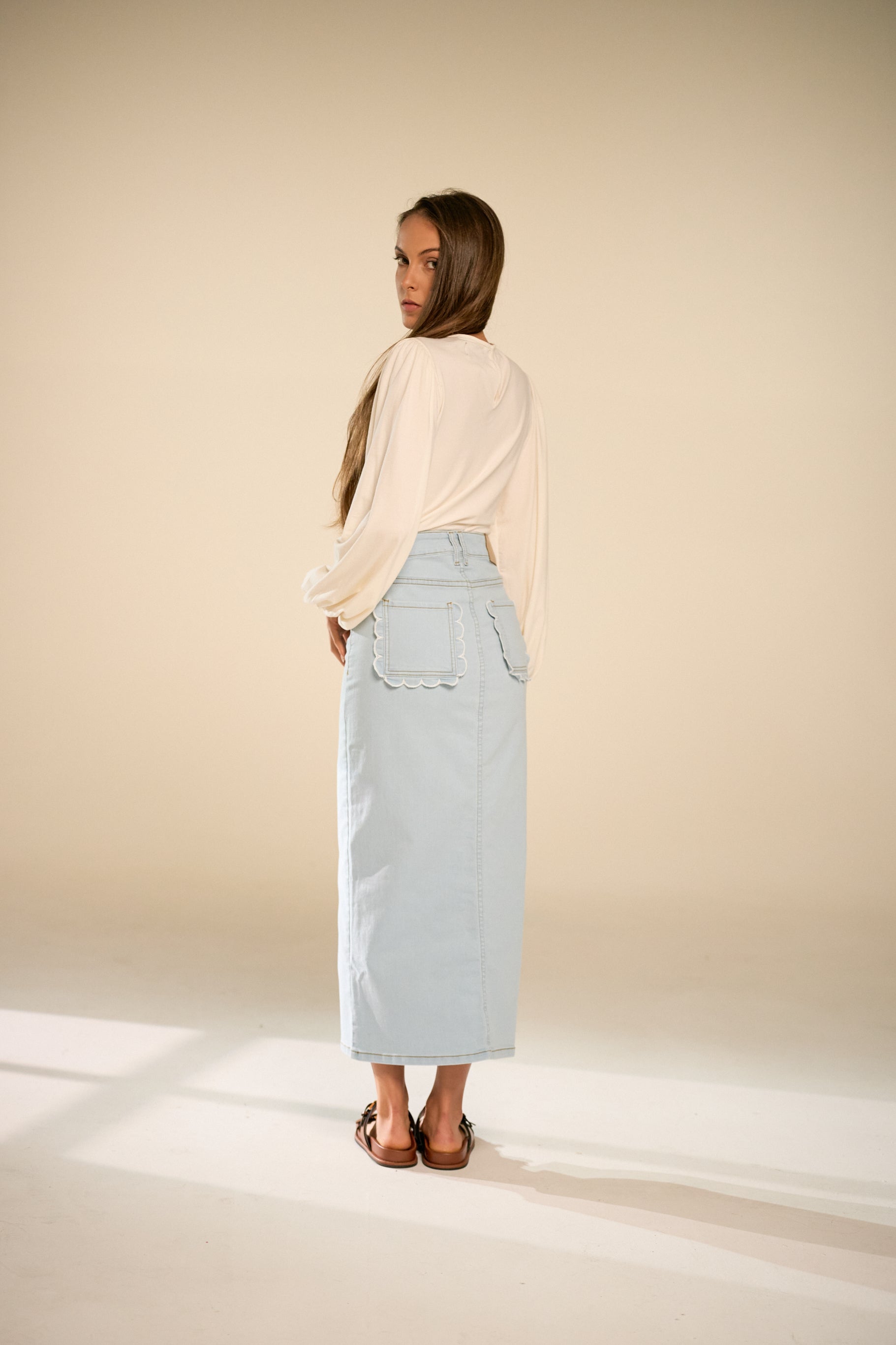 Concha Ice Denim Skirt