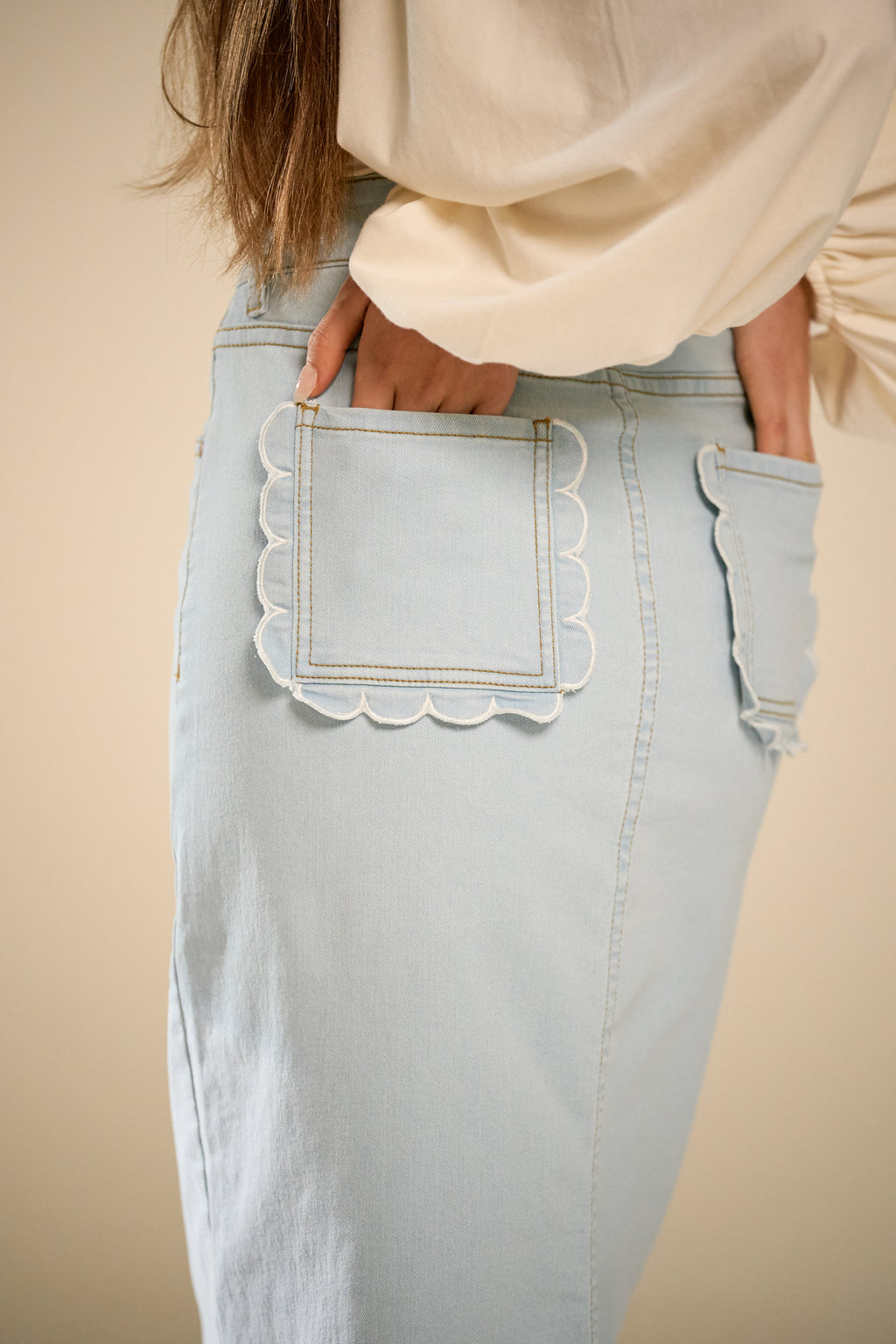 Concha Ice Denim Skirt