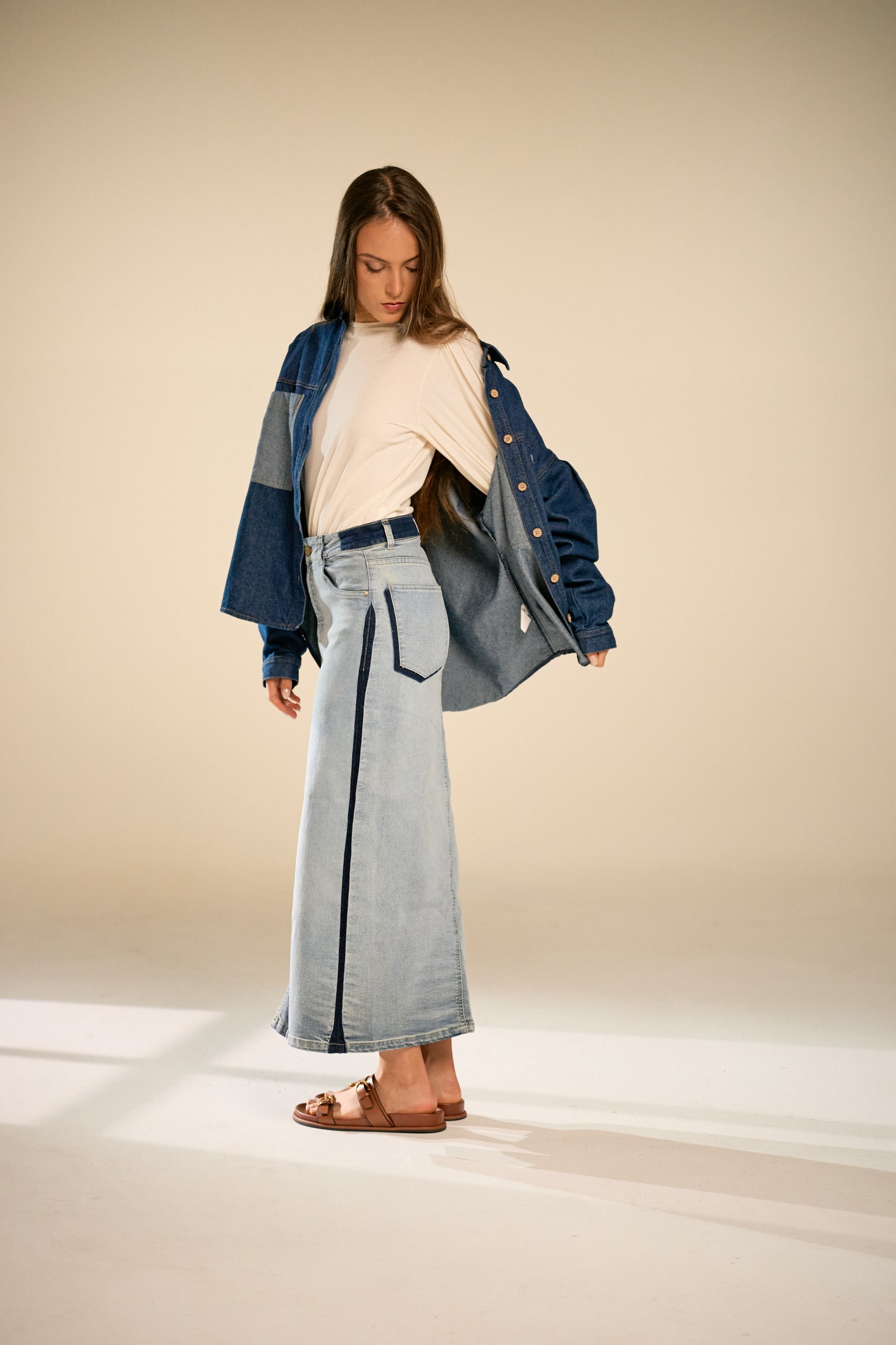 Edil Midi Denim Skirt