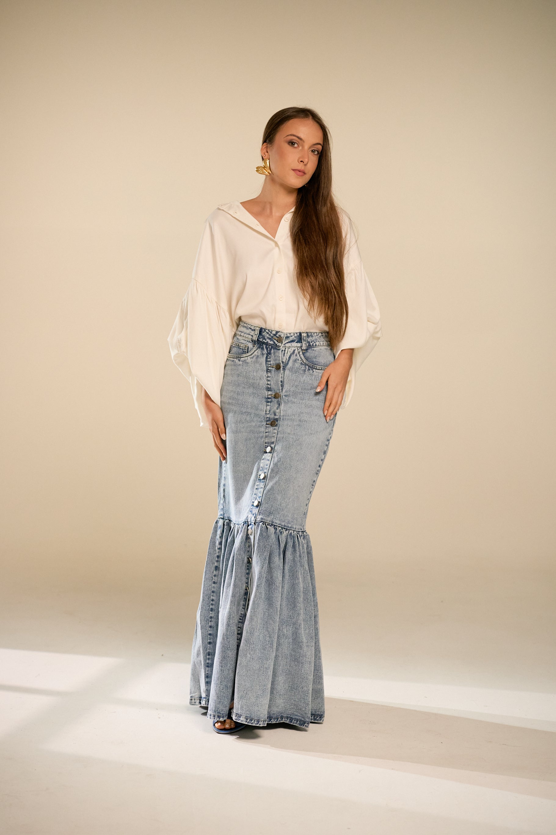 Victoria Denim Maxi Skirt