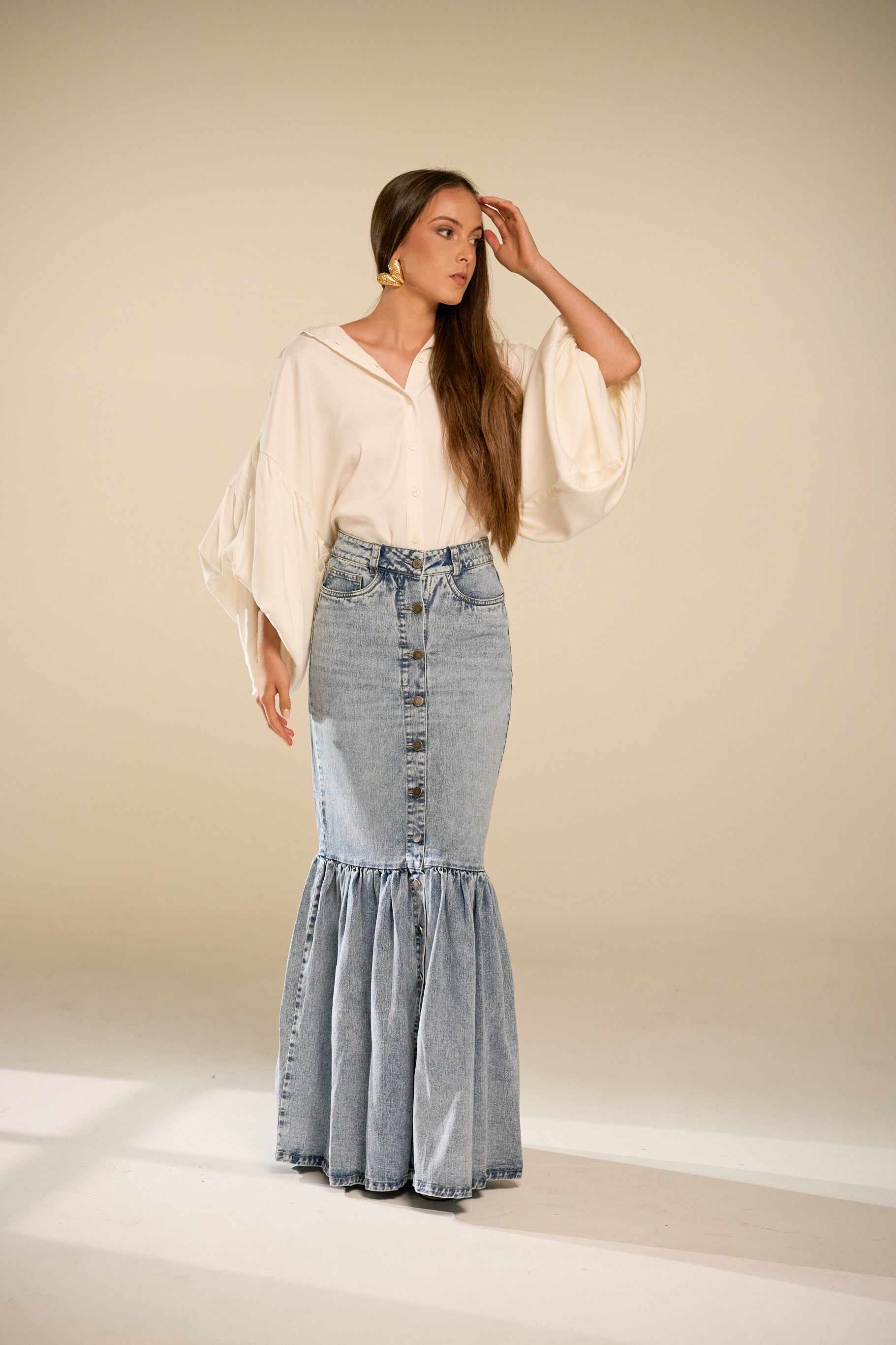 Victoria Denim Maxi Skirt