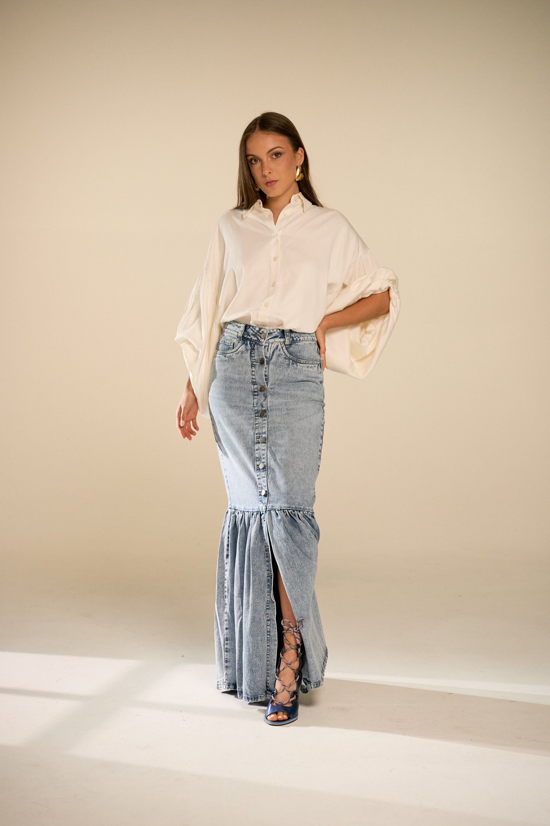Victoria Denim Maxi Skirt