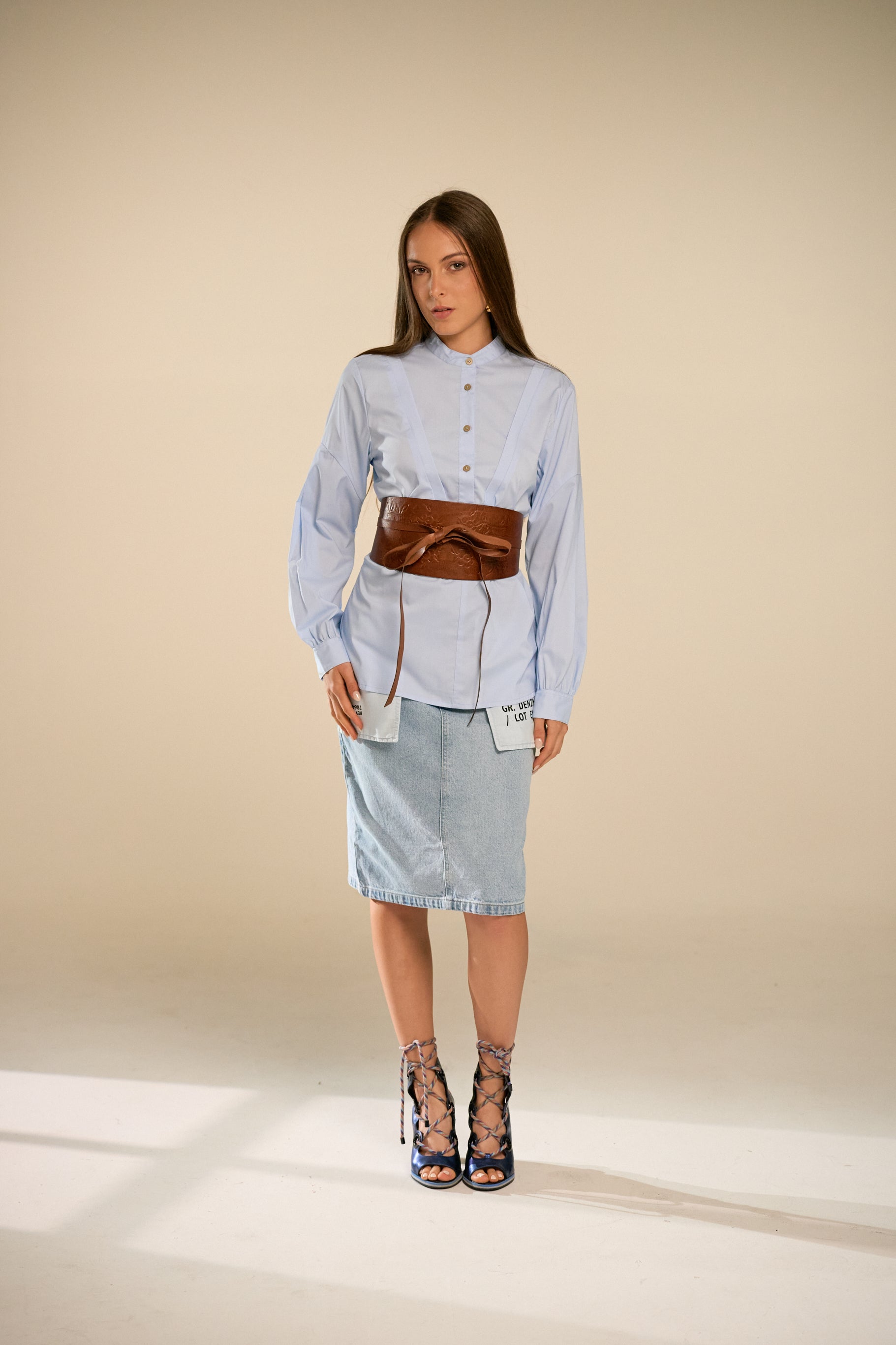 Reverse Denim Pocket Skirt