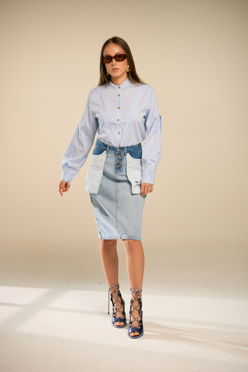 Reverse Denim Pocket Skirt