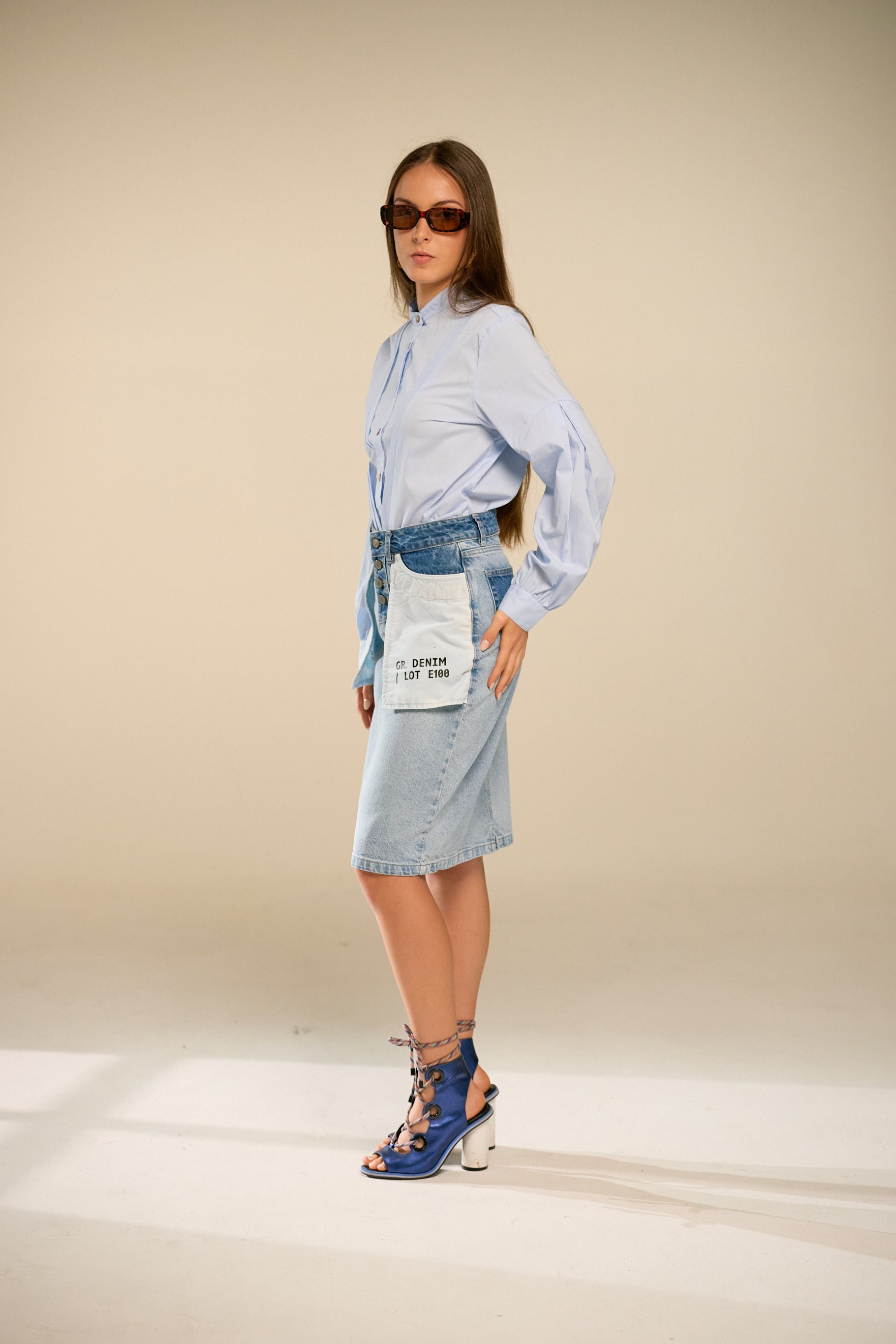 Reverse Denim Pocket Skirt