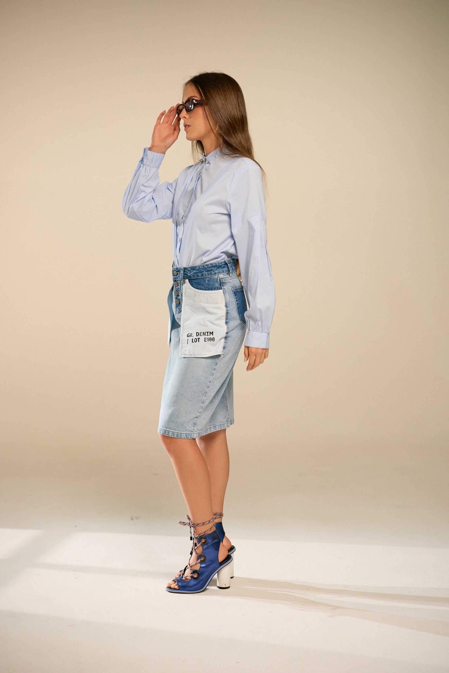Reverse Denim Pocket Skirt