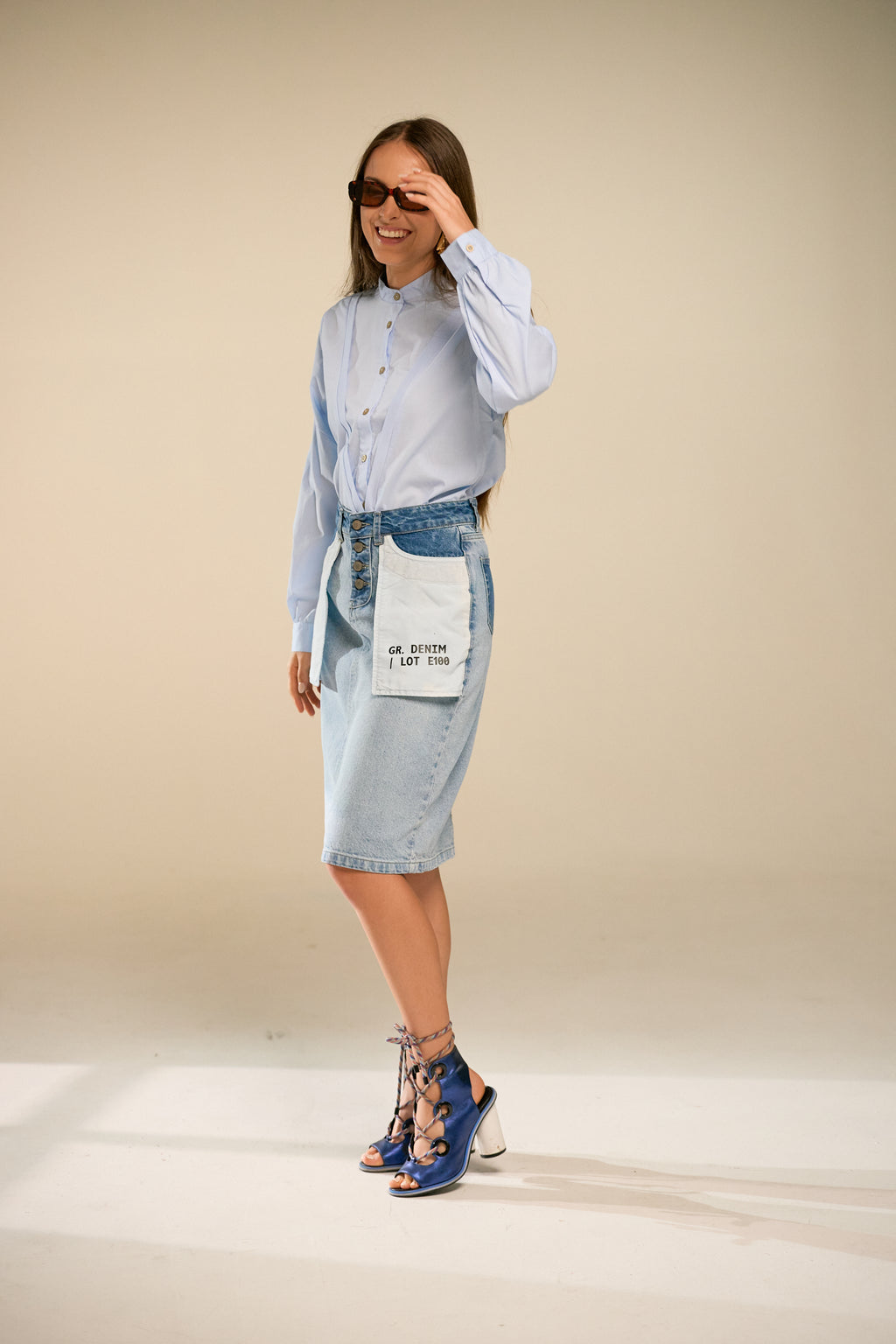 Reverse Denim Pocket Skirt