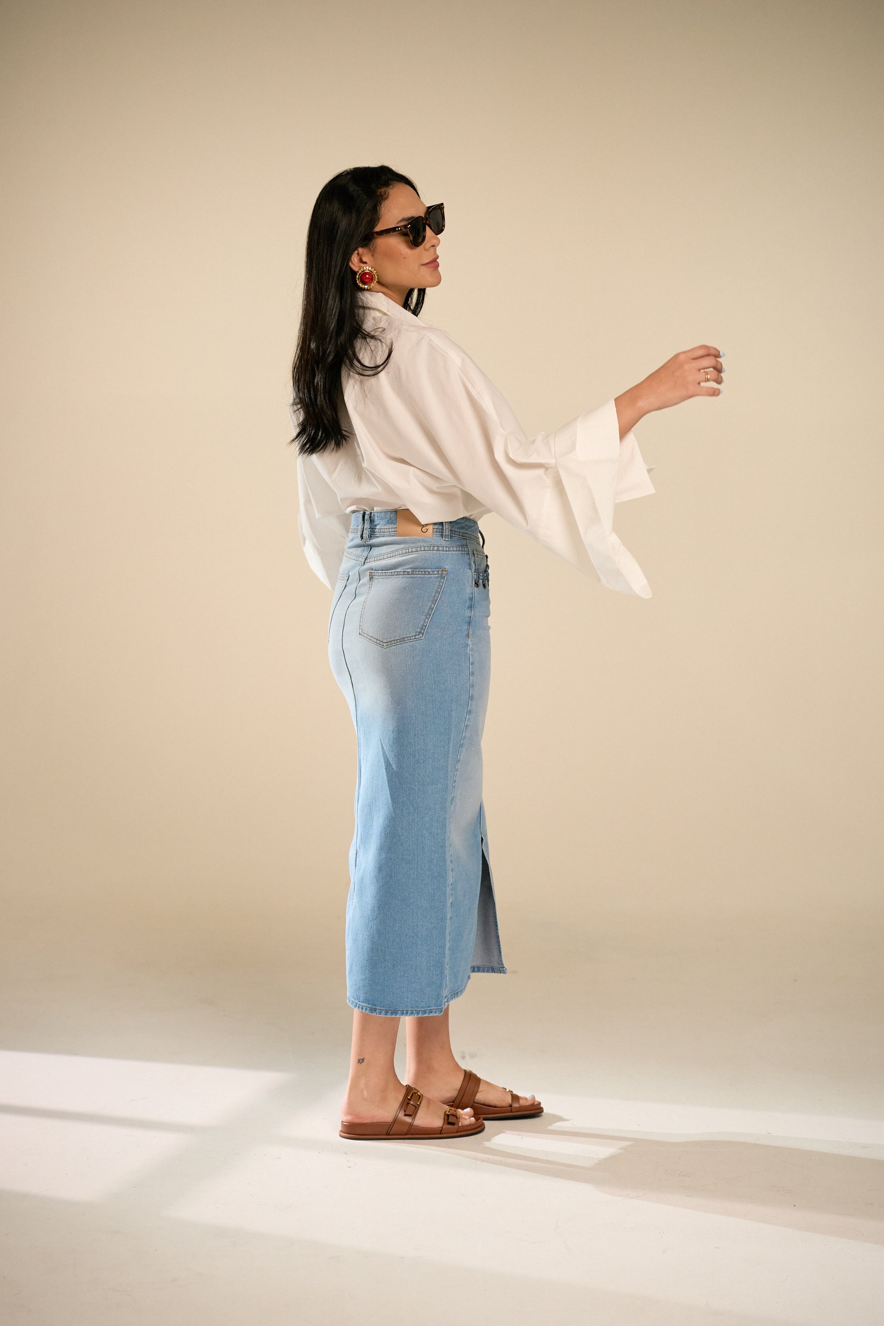 Lory Denim Midi Skirt