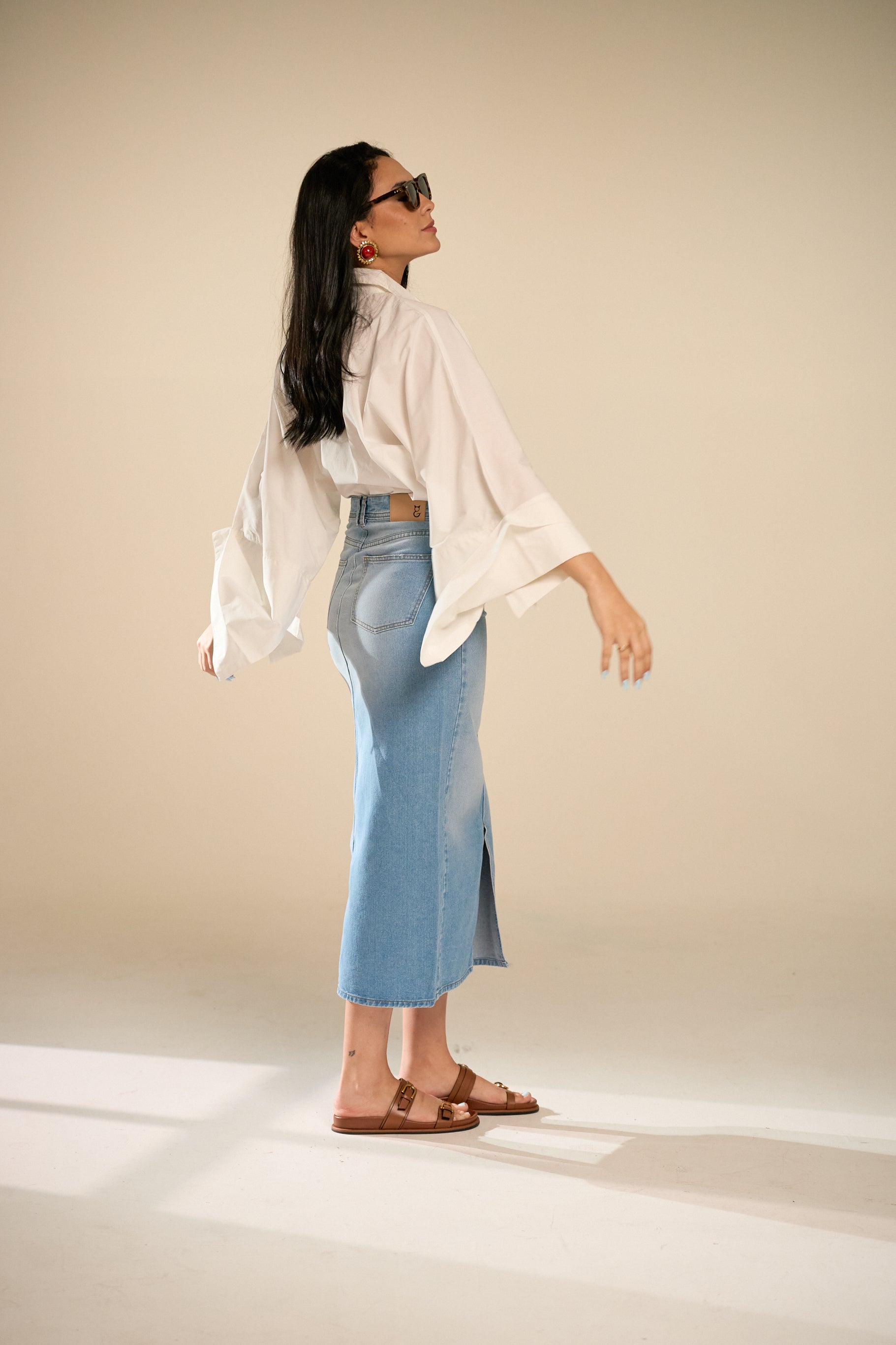 Lory Denim Midi Skirt