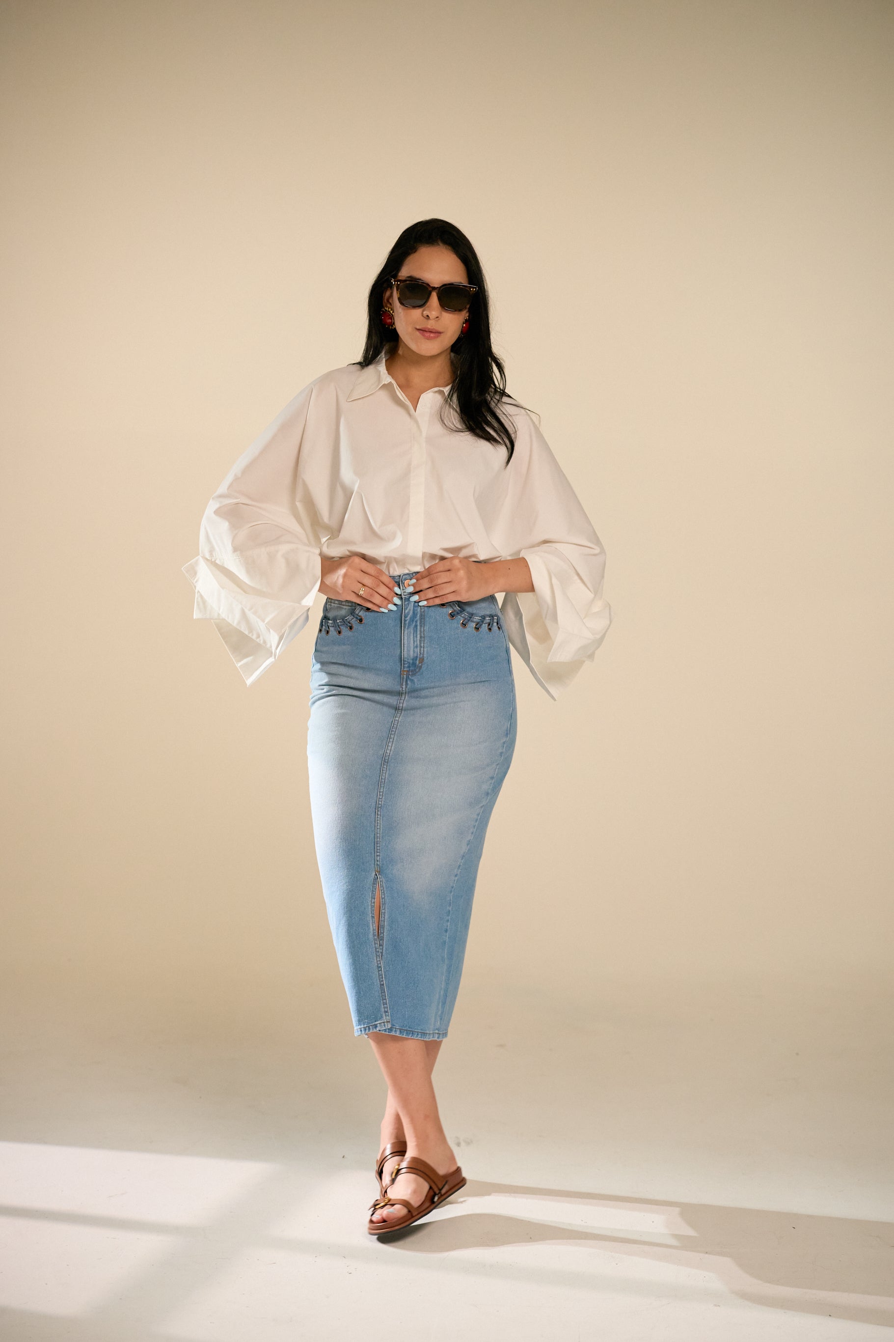 Lory Denim Midi Skirt