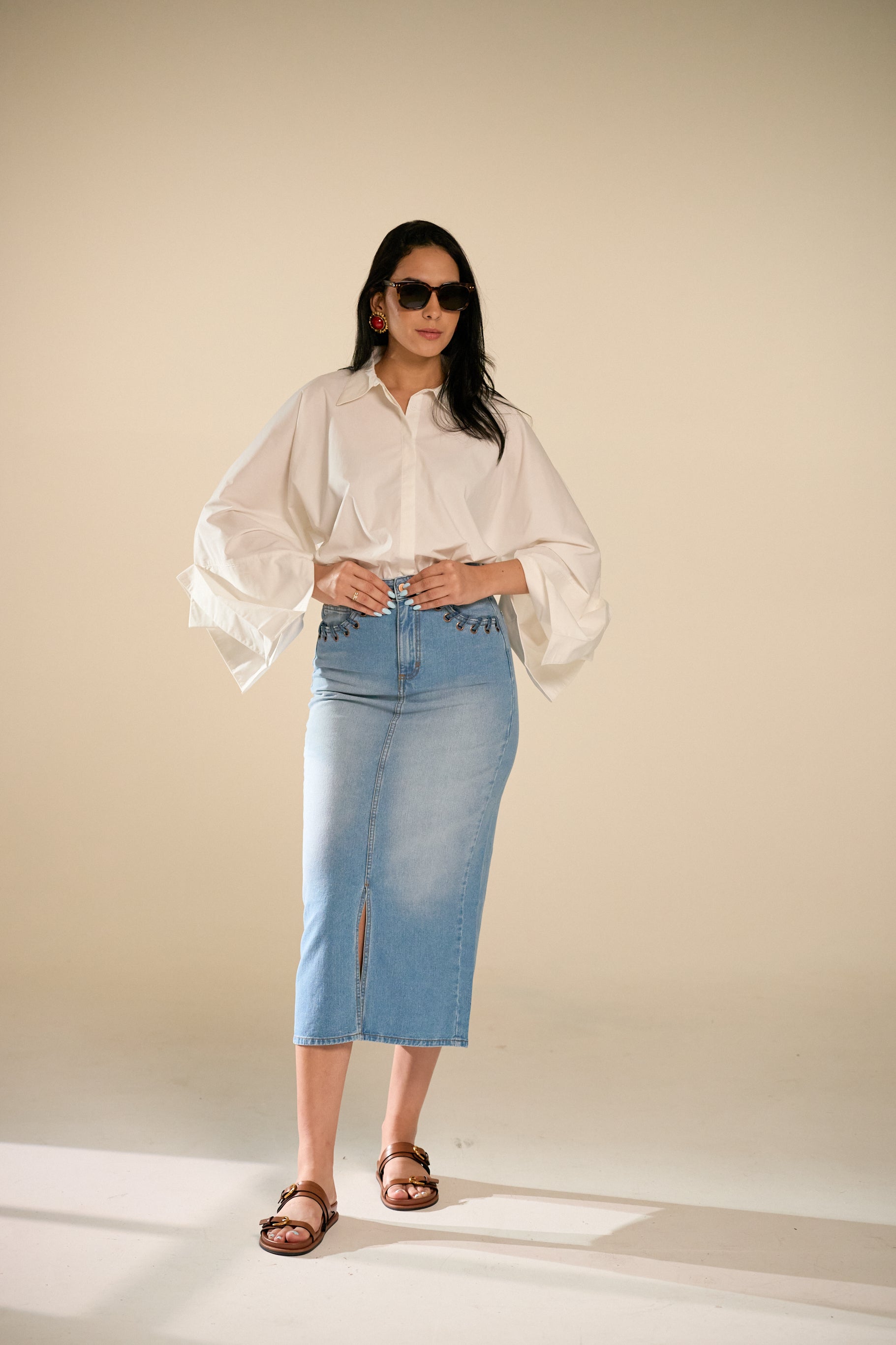 Lory Denim Midi Skirt