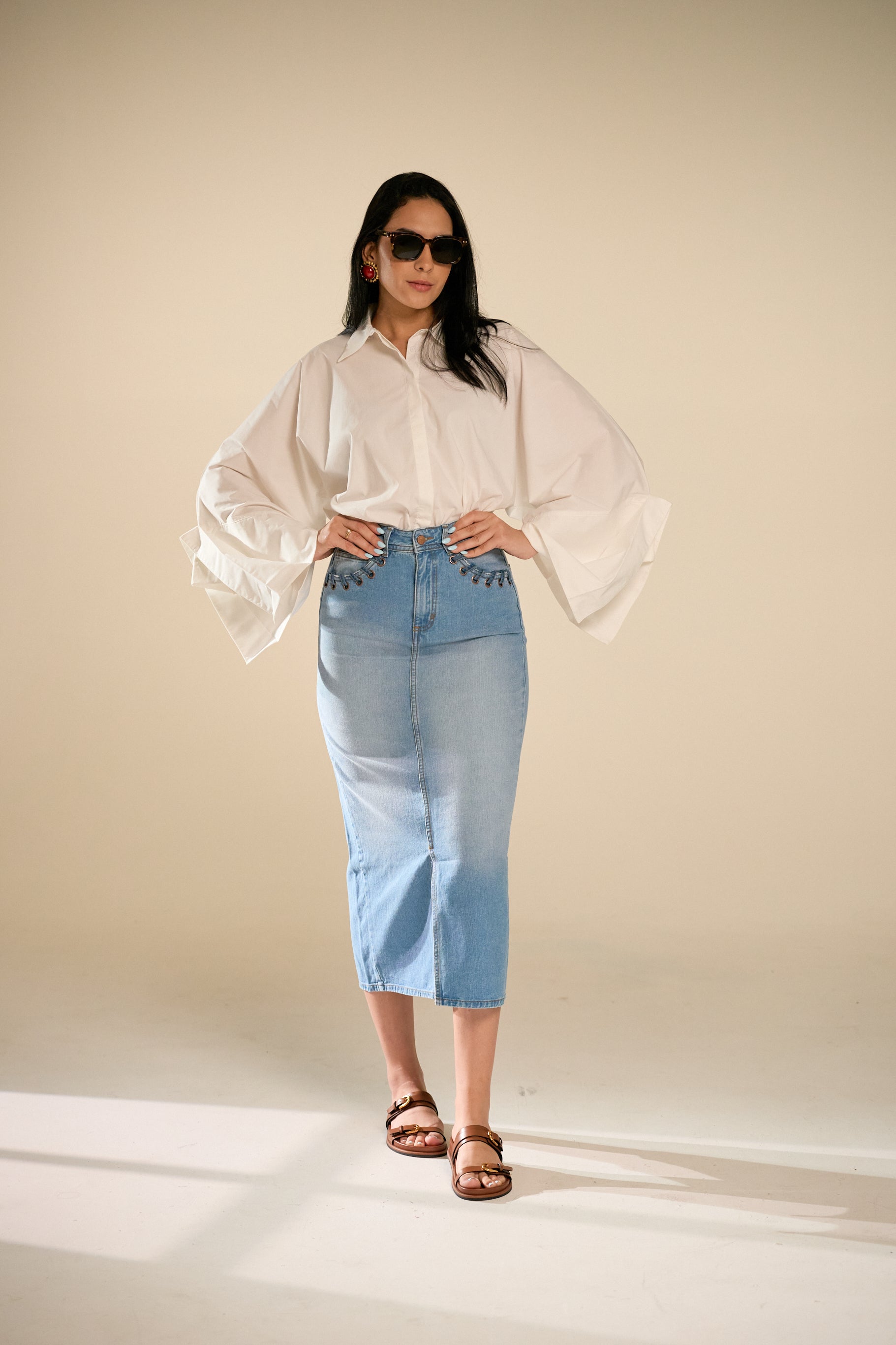 Lory Denim Midi Skirt