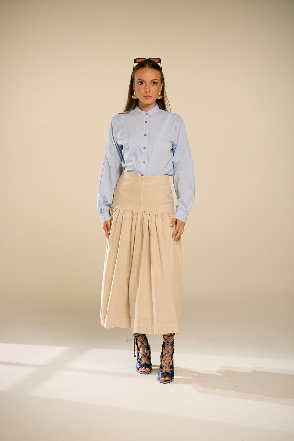 Sari Beige Denim Skirt