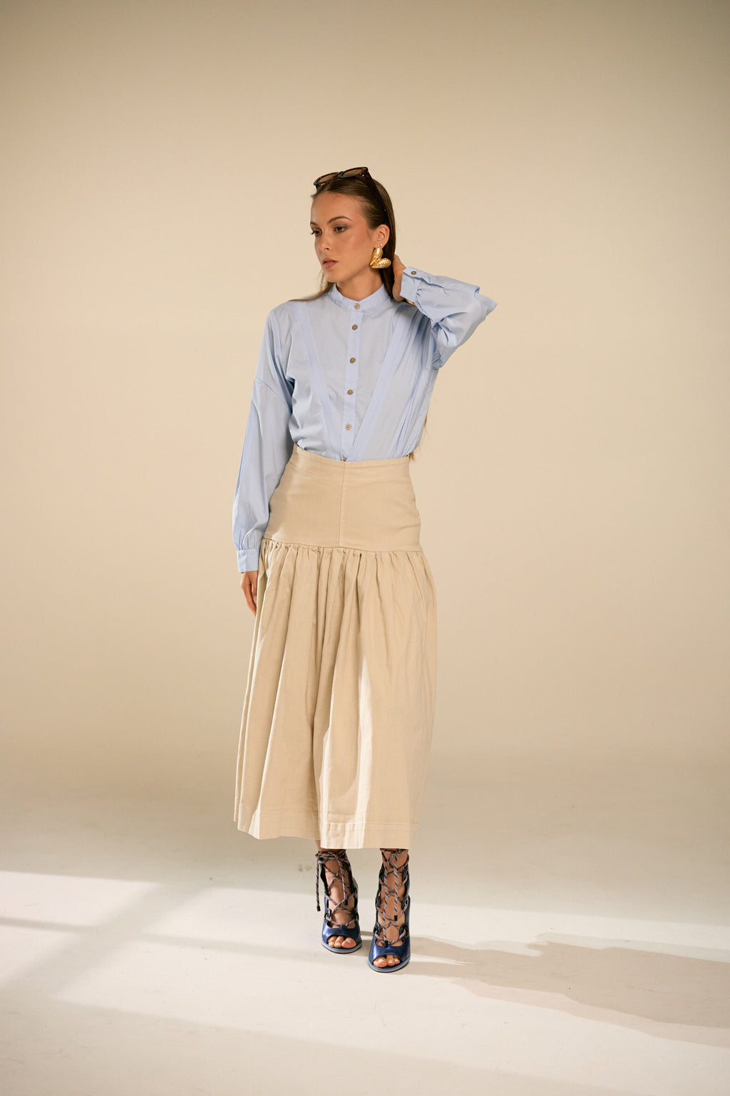 Sari Beige Denim Skirt