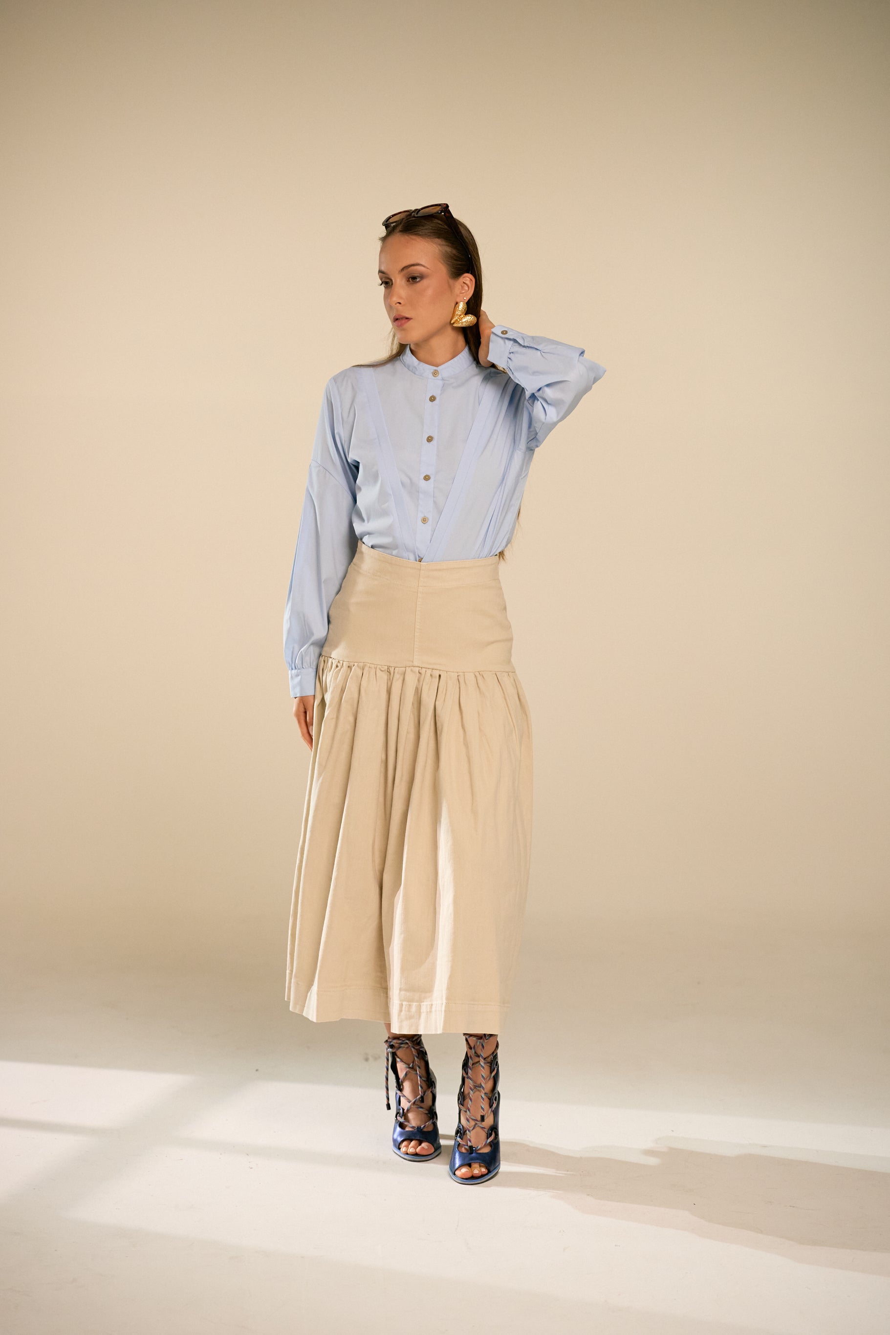 Sari Beige Denim Skirt