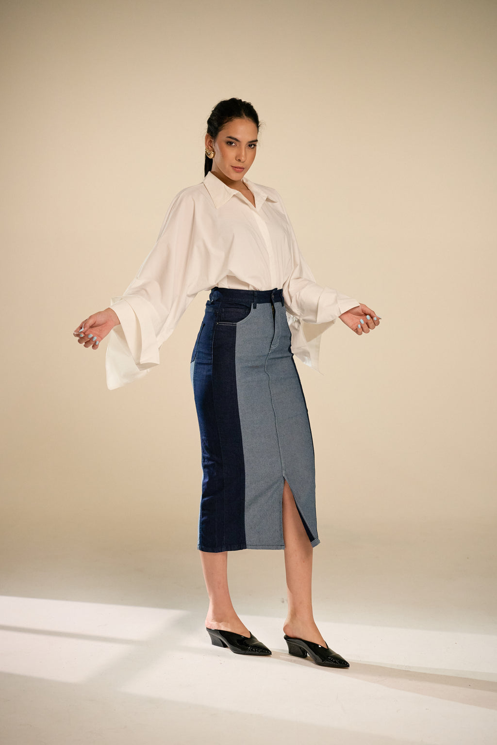 Male Double Tone Denim Skirt