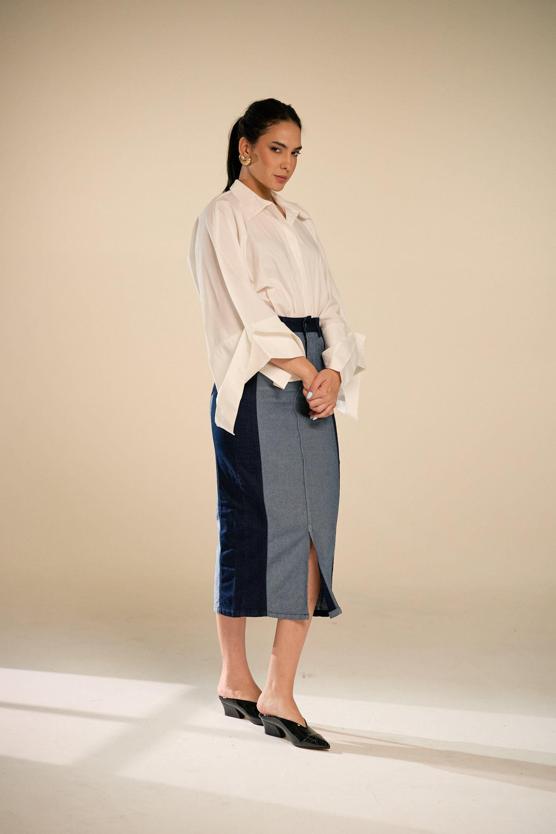 Male Double Tone Denim Skirt