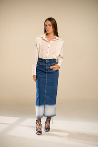 Ombre Blue Denim Skirt