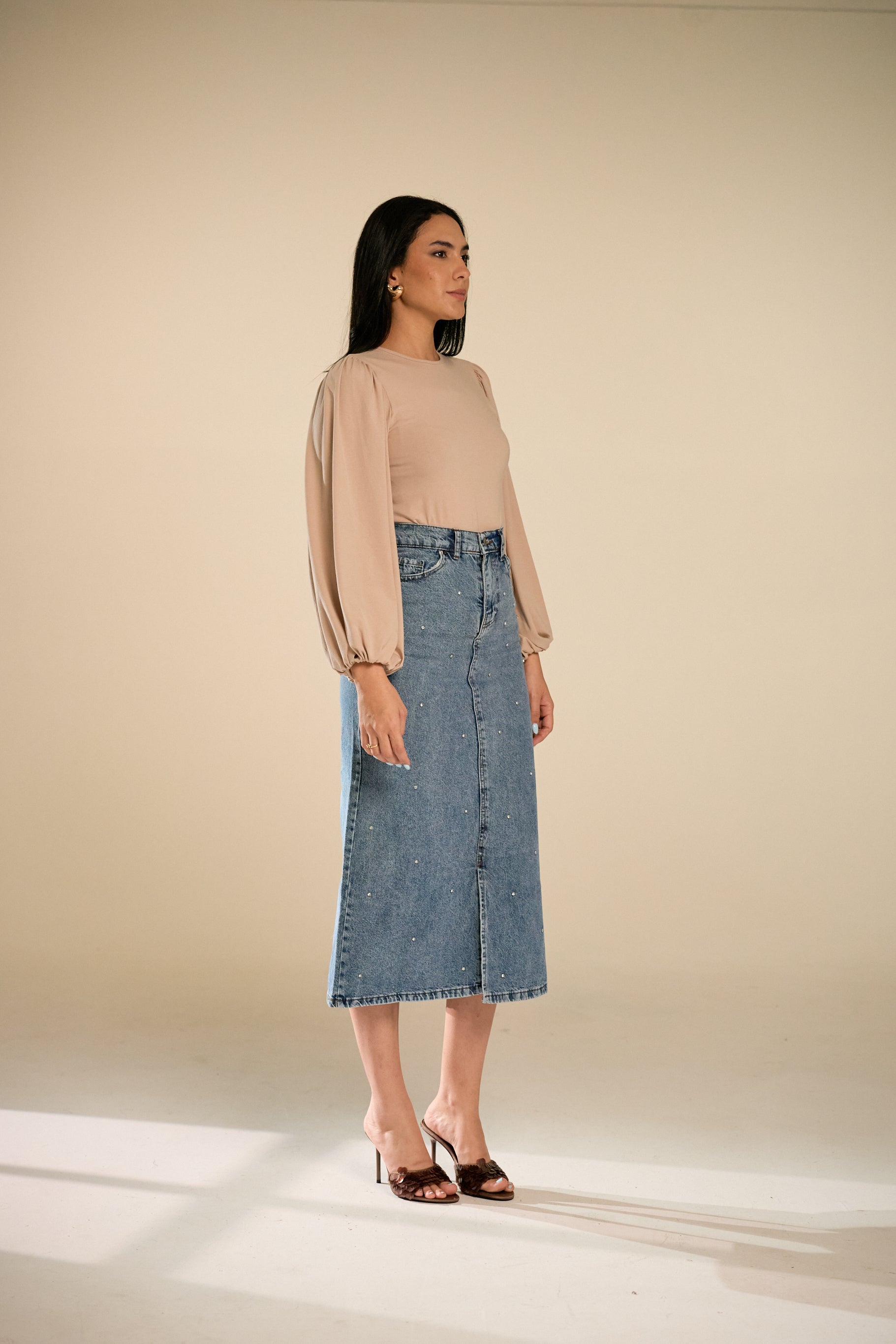 Bejoux Midi Denim Skirt