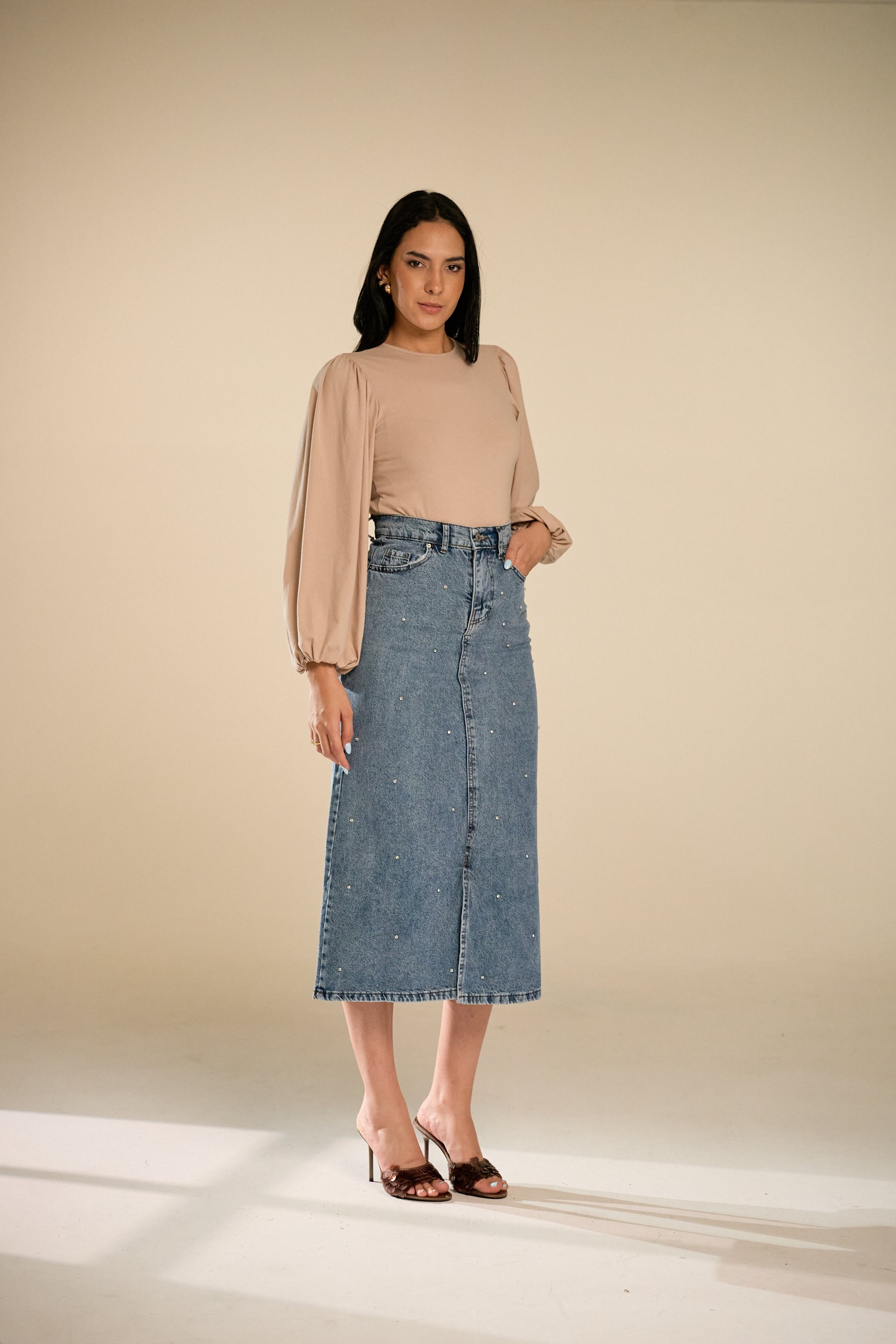 Bejoux Midi Denim Skirt