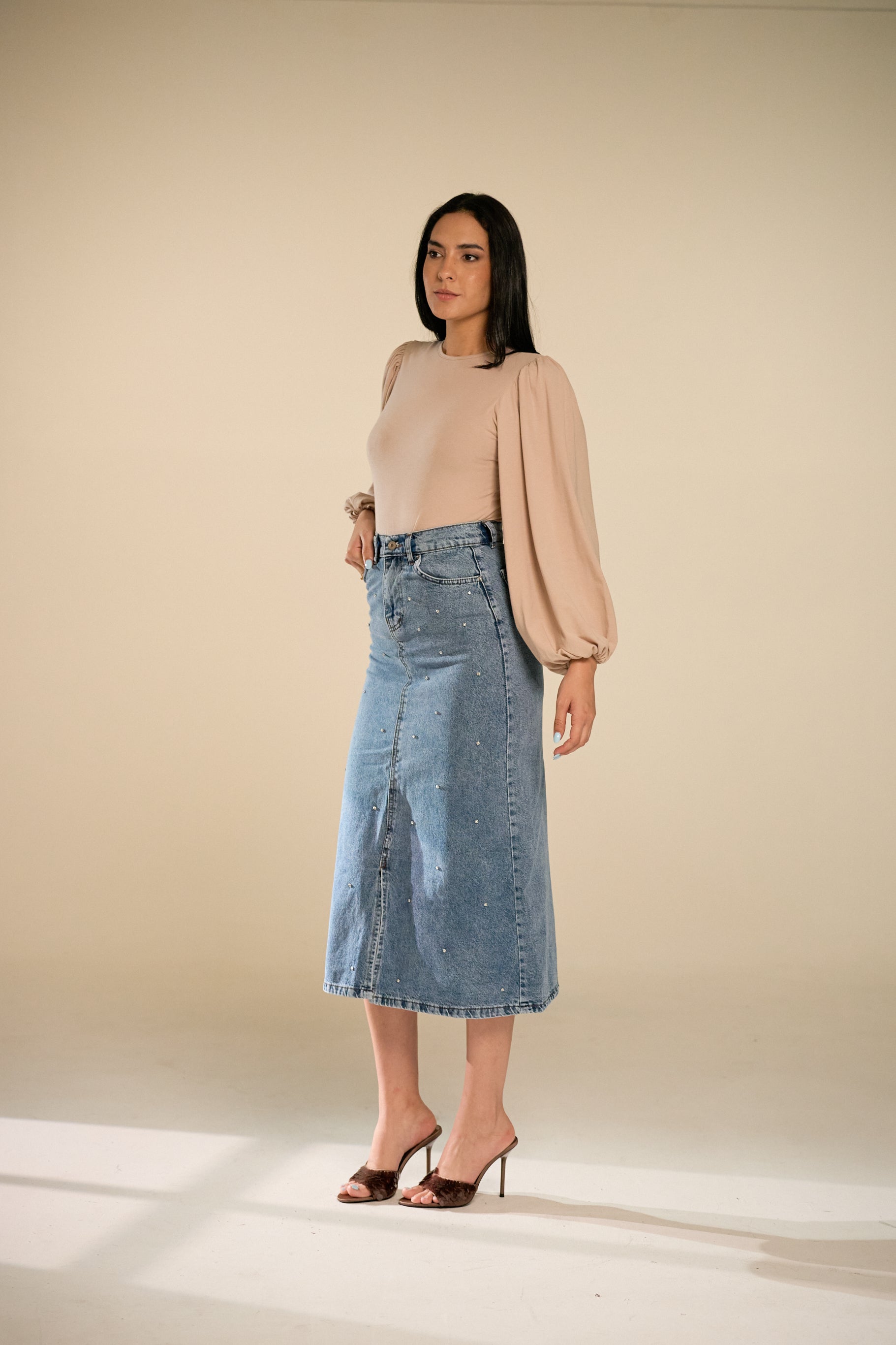 Bejoux Midi Denim Skirt