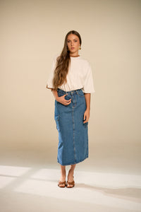 Cargo Denim Blue Skirt