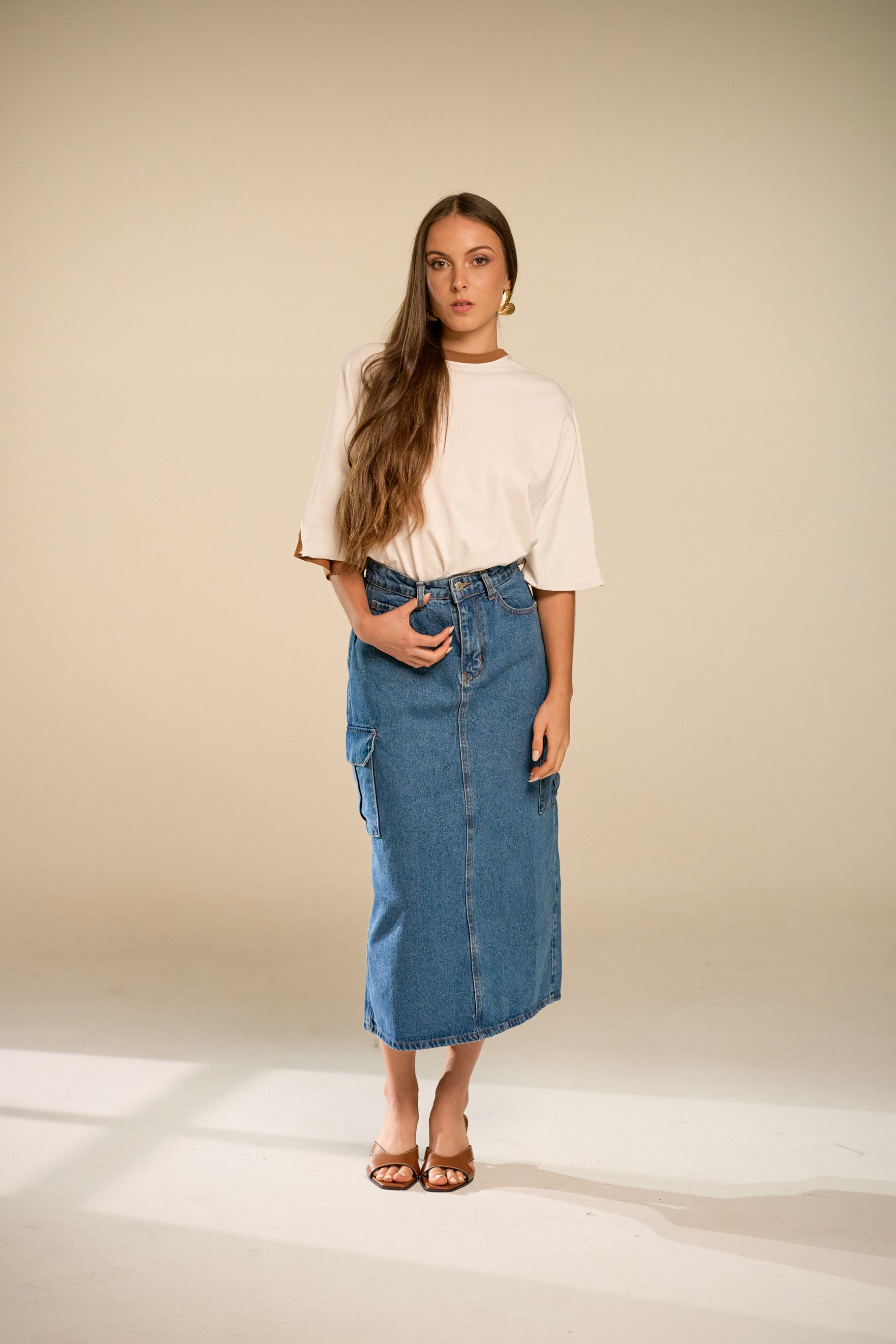 Cargo Denim Blue Skirt