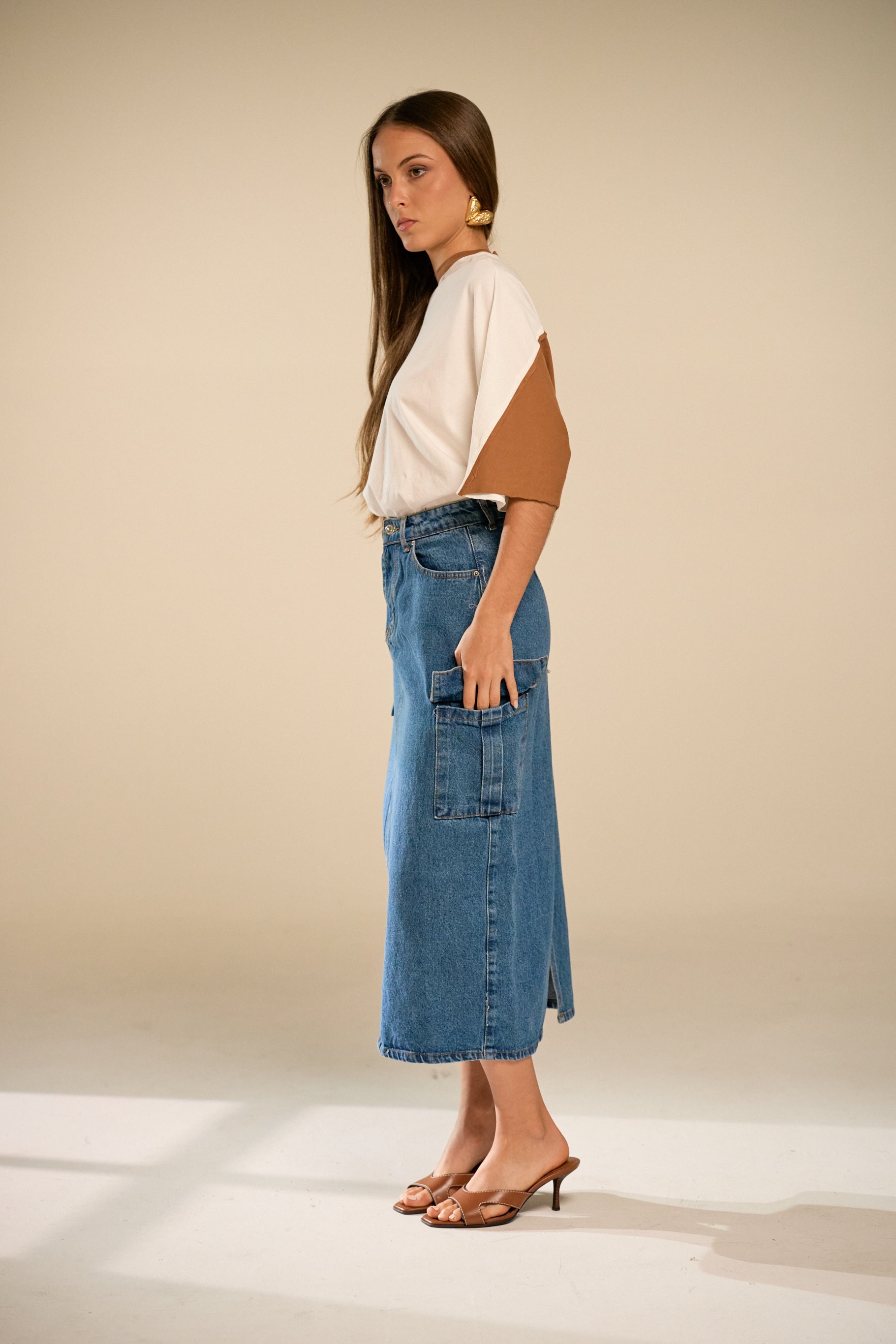 Cargo Denim Blue Skirt