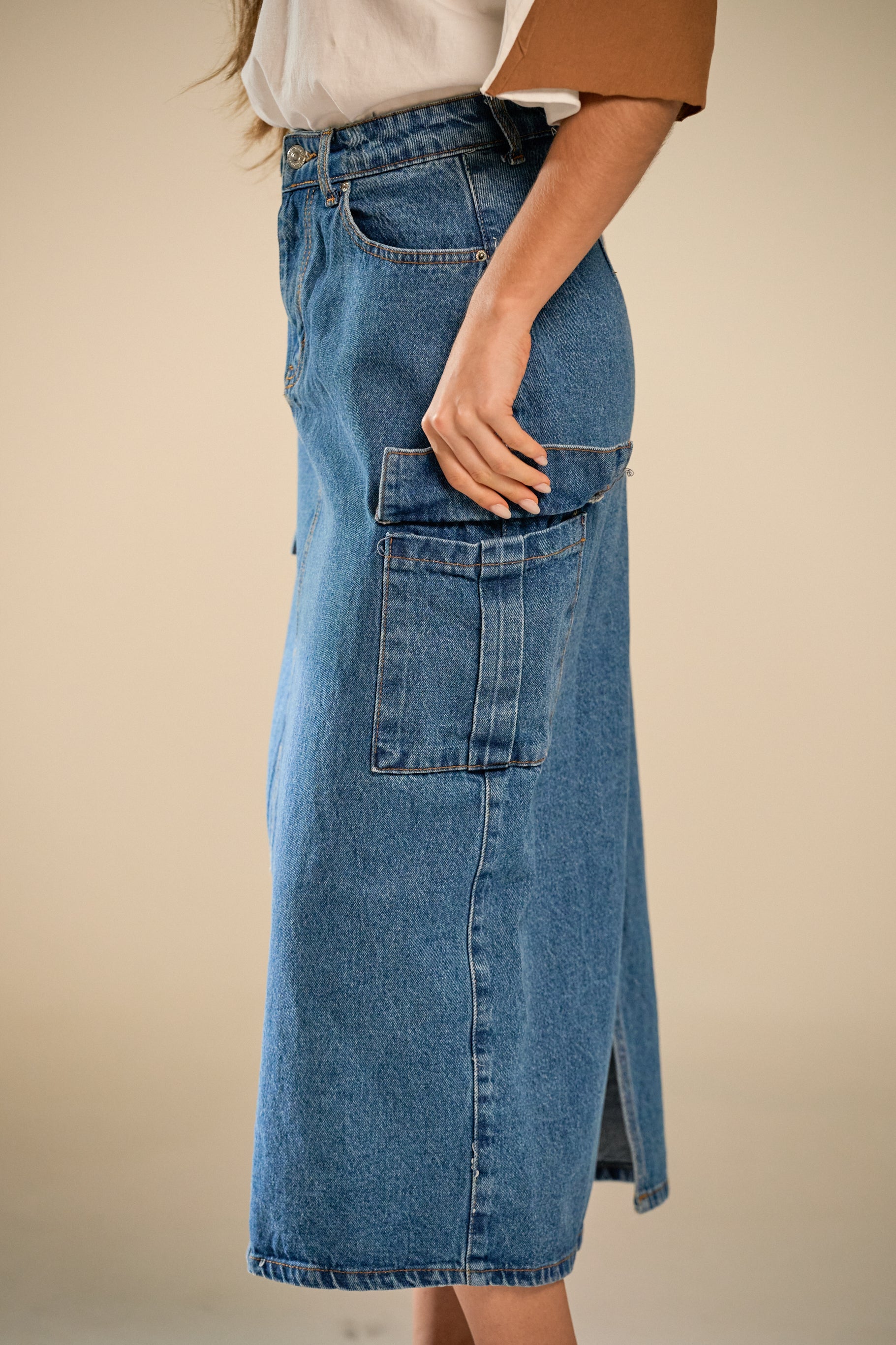 Cargo Denim Blue Skirt