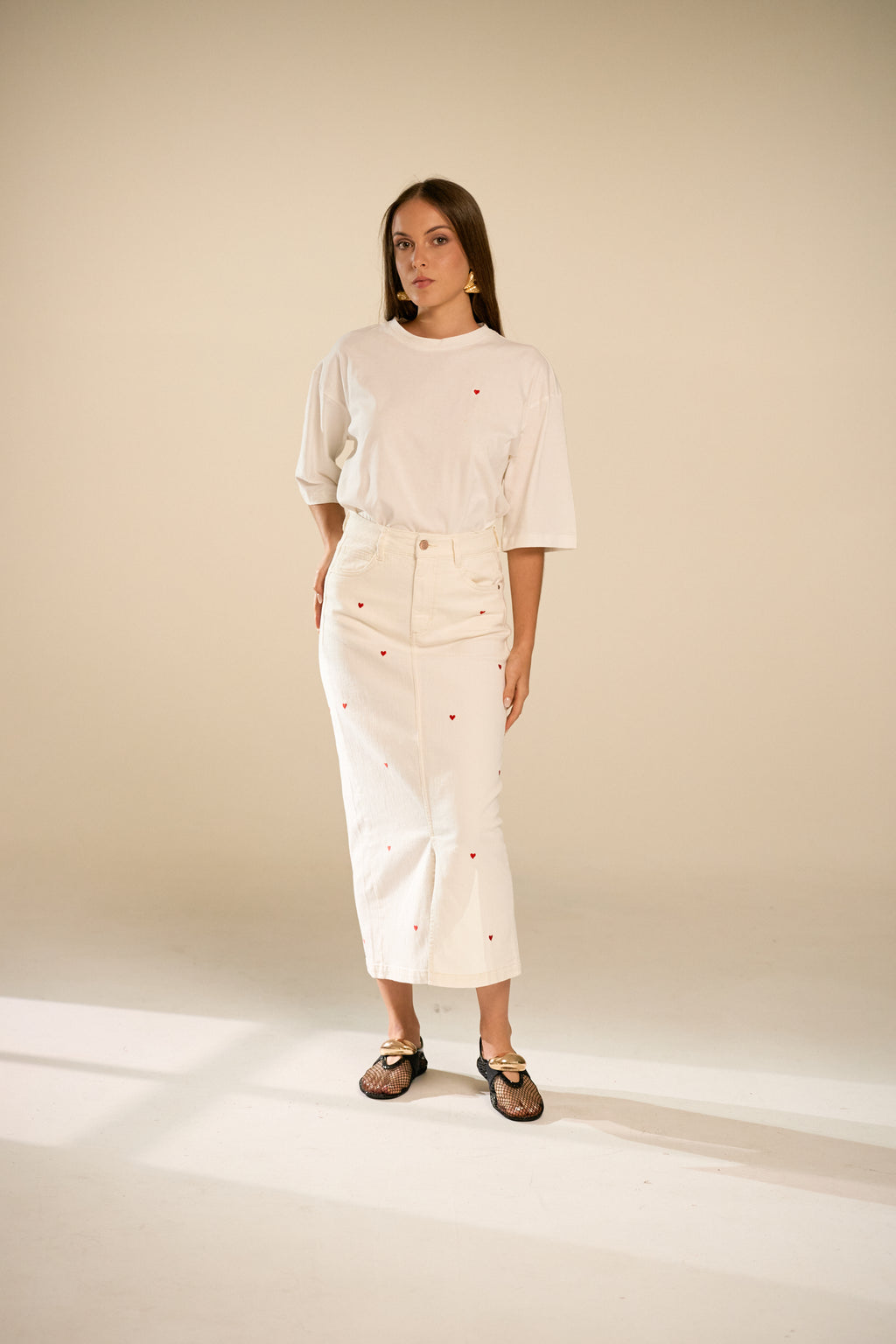 Madly in Love - White Denim SKirt