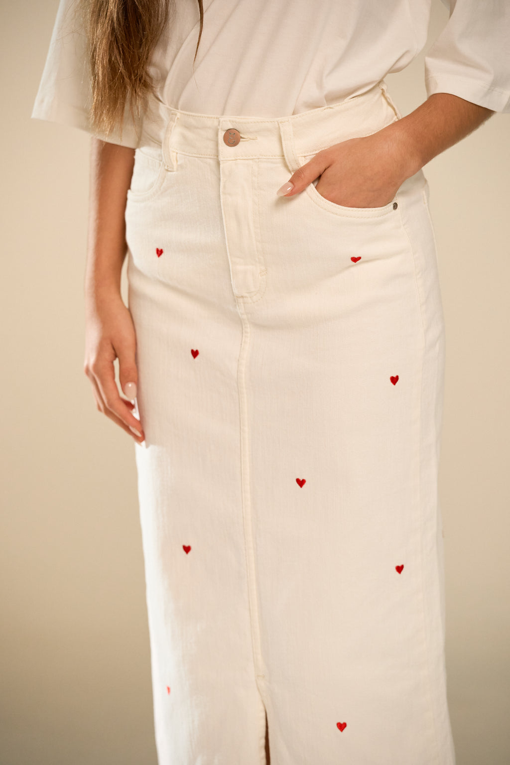 Madly in Love - White Denim SKirt