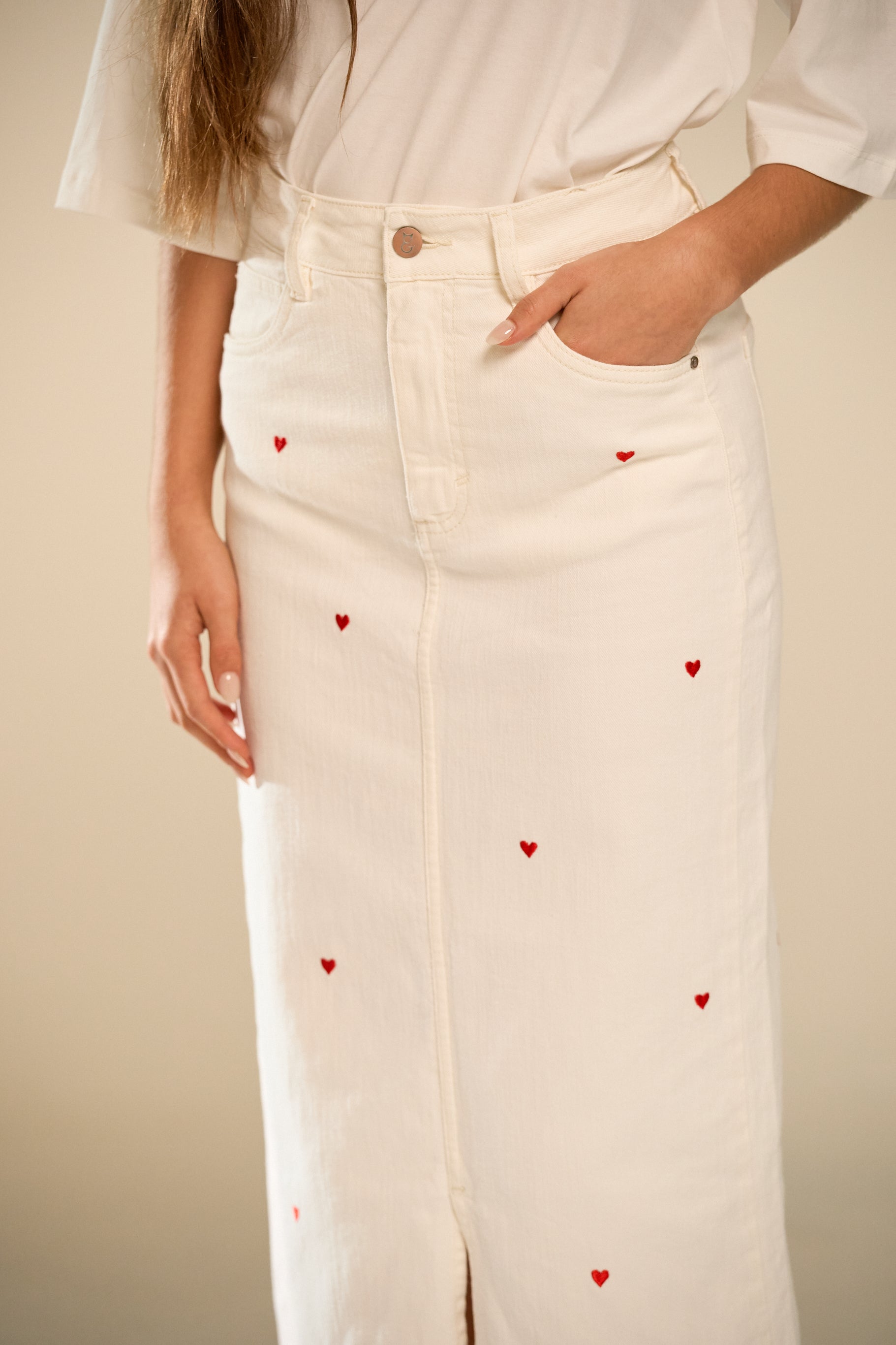 Madly in Love - White Denim SKirt