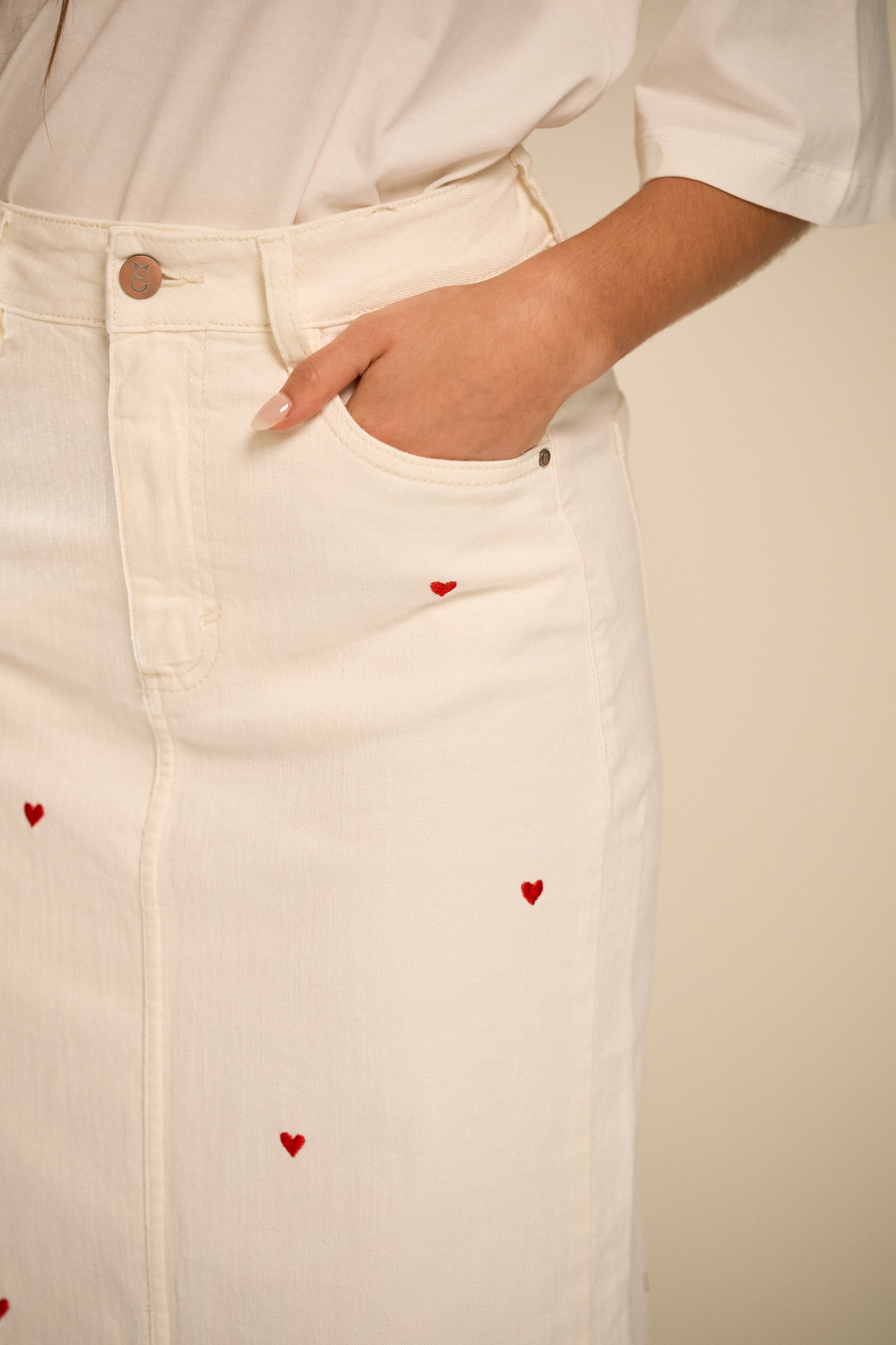 Madly in Love - White Denim SKirt